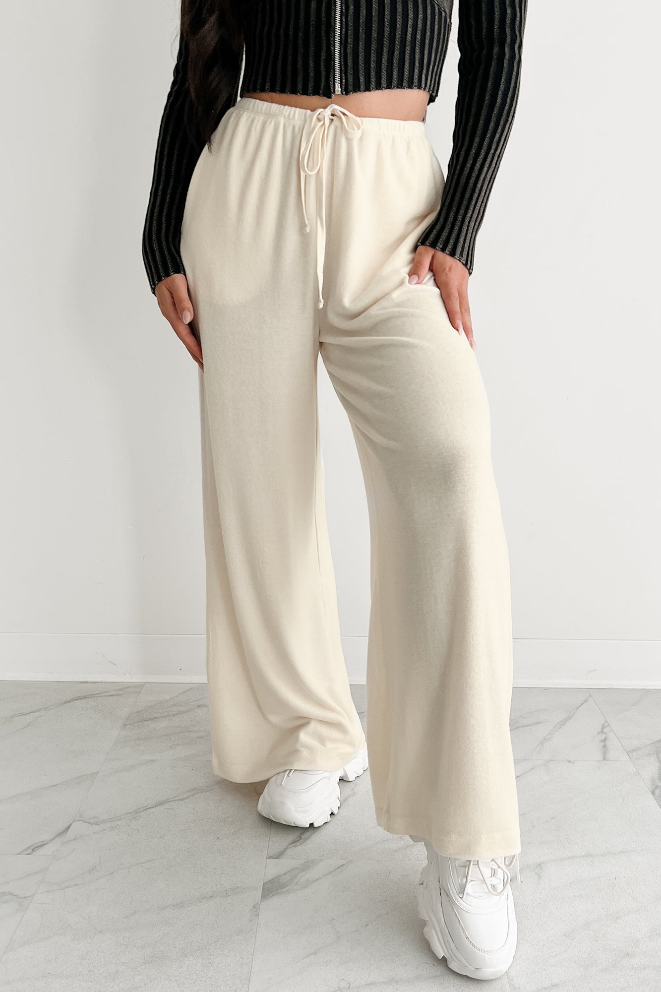 Chasing Calm Relaxed Wide Leg Pants (Cream)