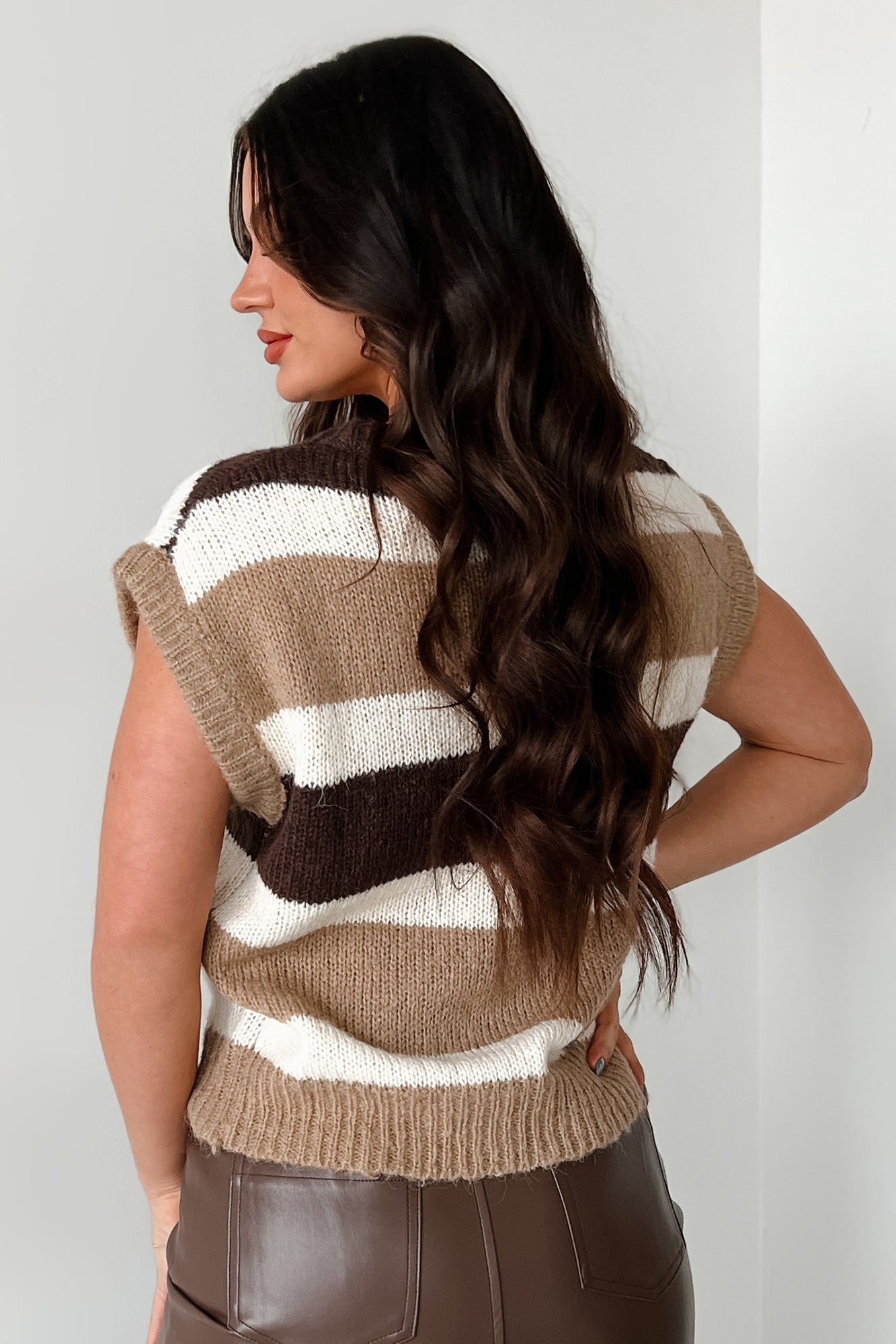 Echos Of The Past Colorblock Sweater Top (Brown Multi)