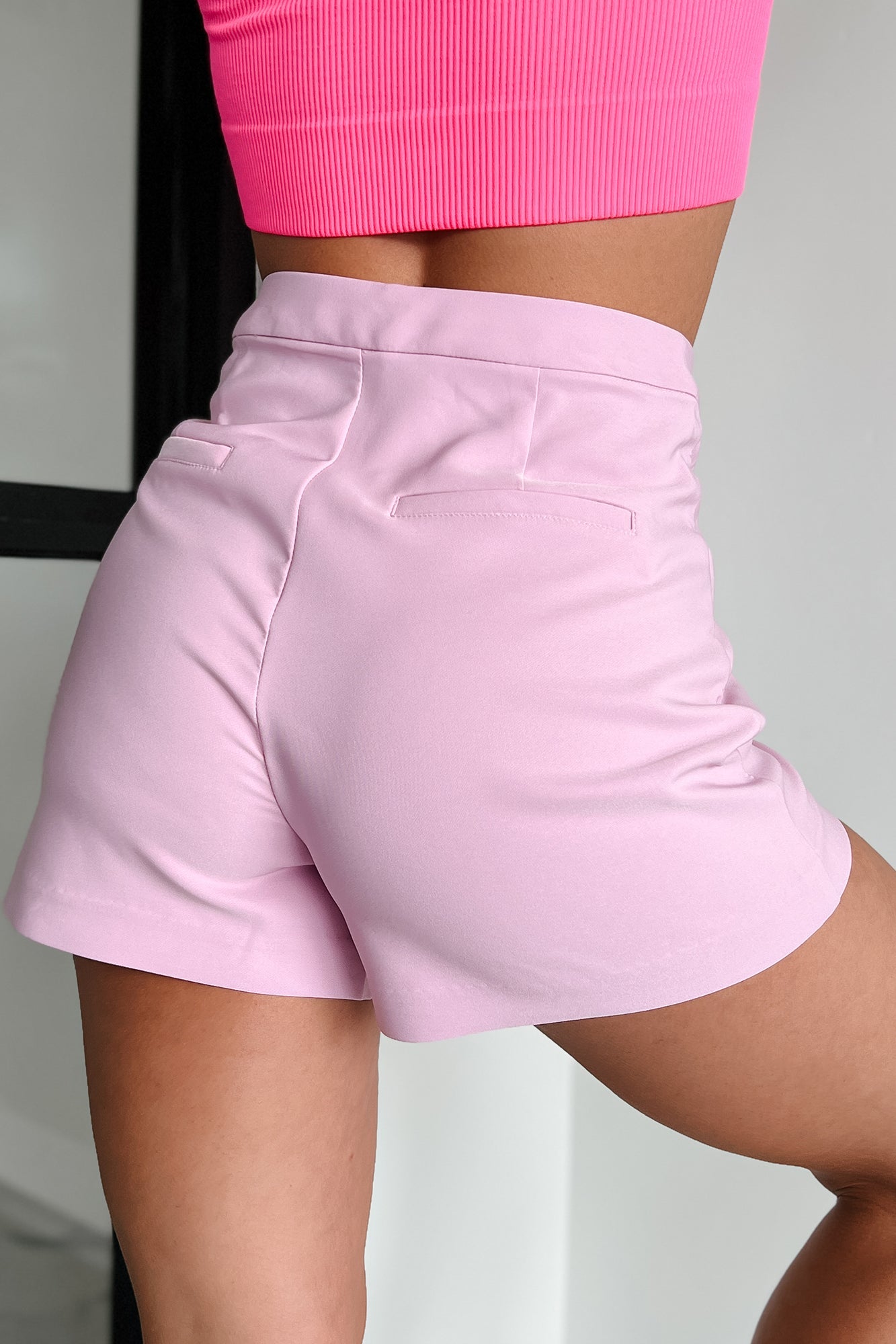 Spring Time Special High Waisted Tailored Shorts (Pink)
