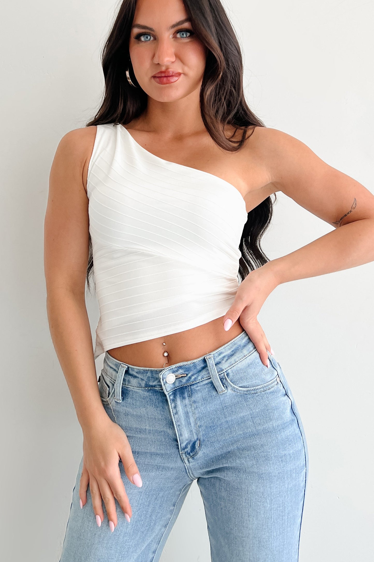 Slow & Sweet One Shoulder Top (Off White)