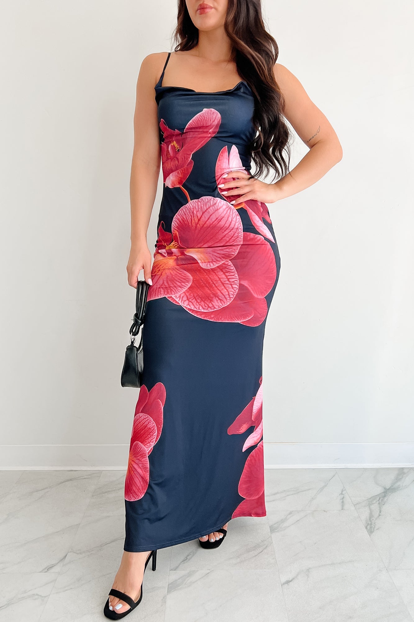 Call Me Maybe Sleeveless Floral Maxi Dress (Black)