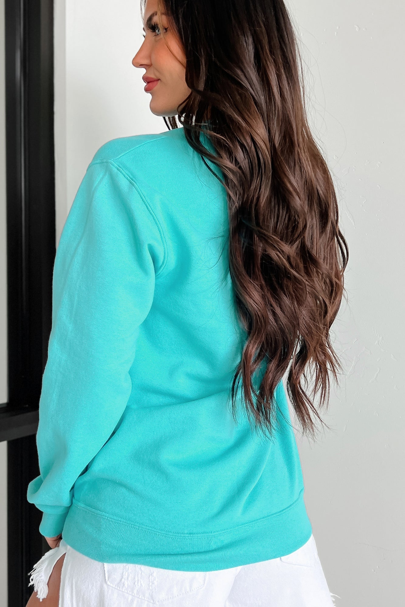 Suitably Sunkissed Embroidered Sweatshirt (Teal)