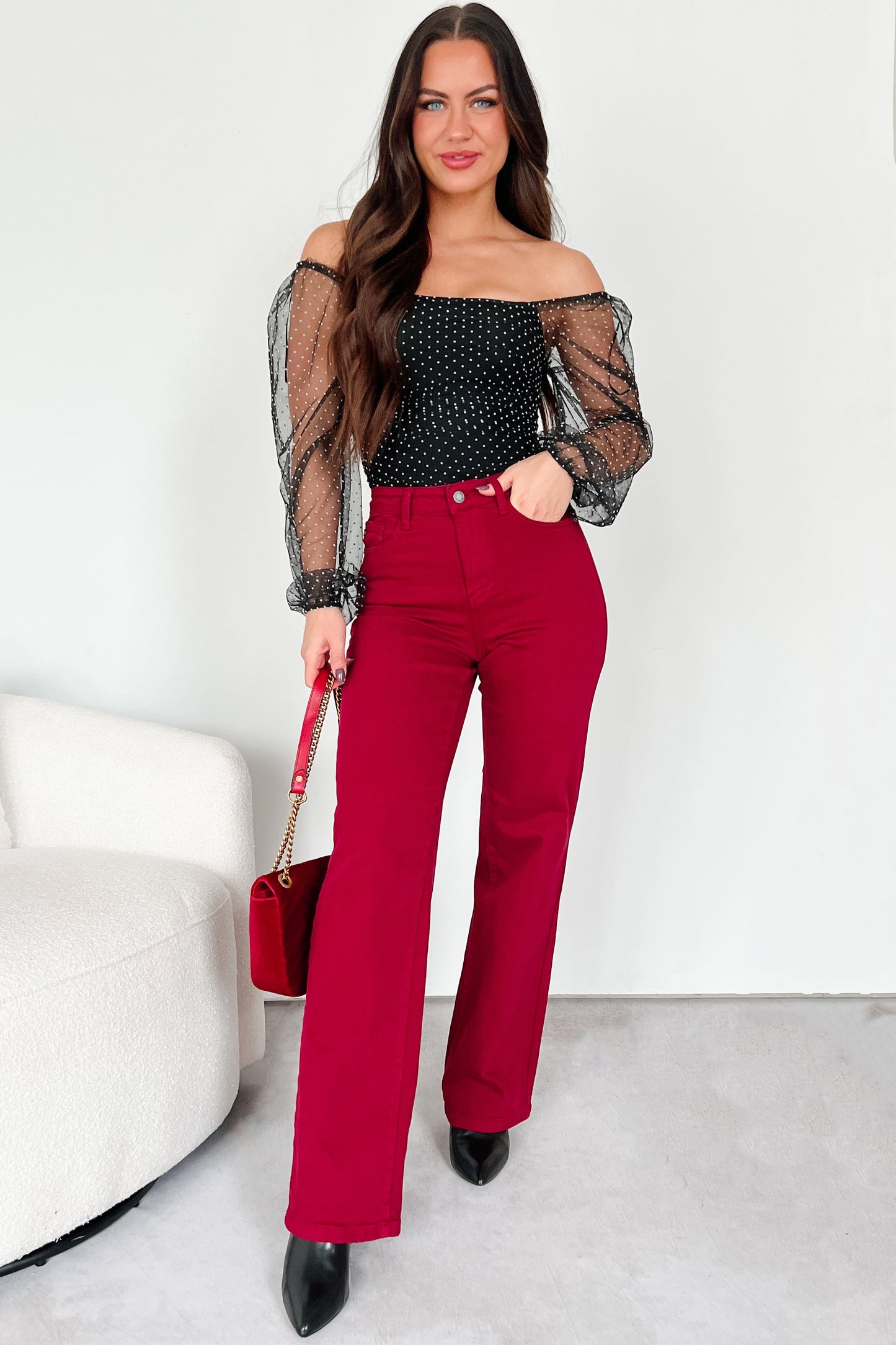 Seeing Spots Dotted Mesh Bodysuit (Black/White Dot)