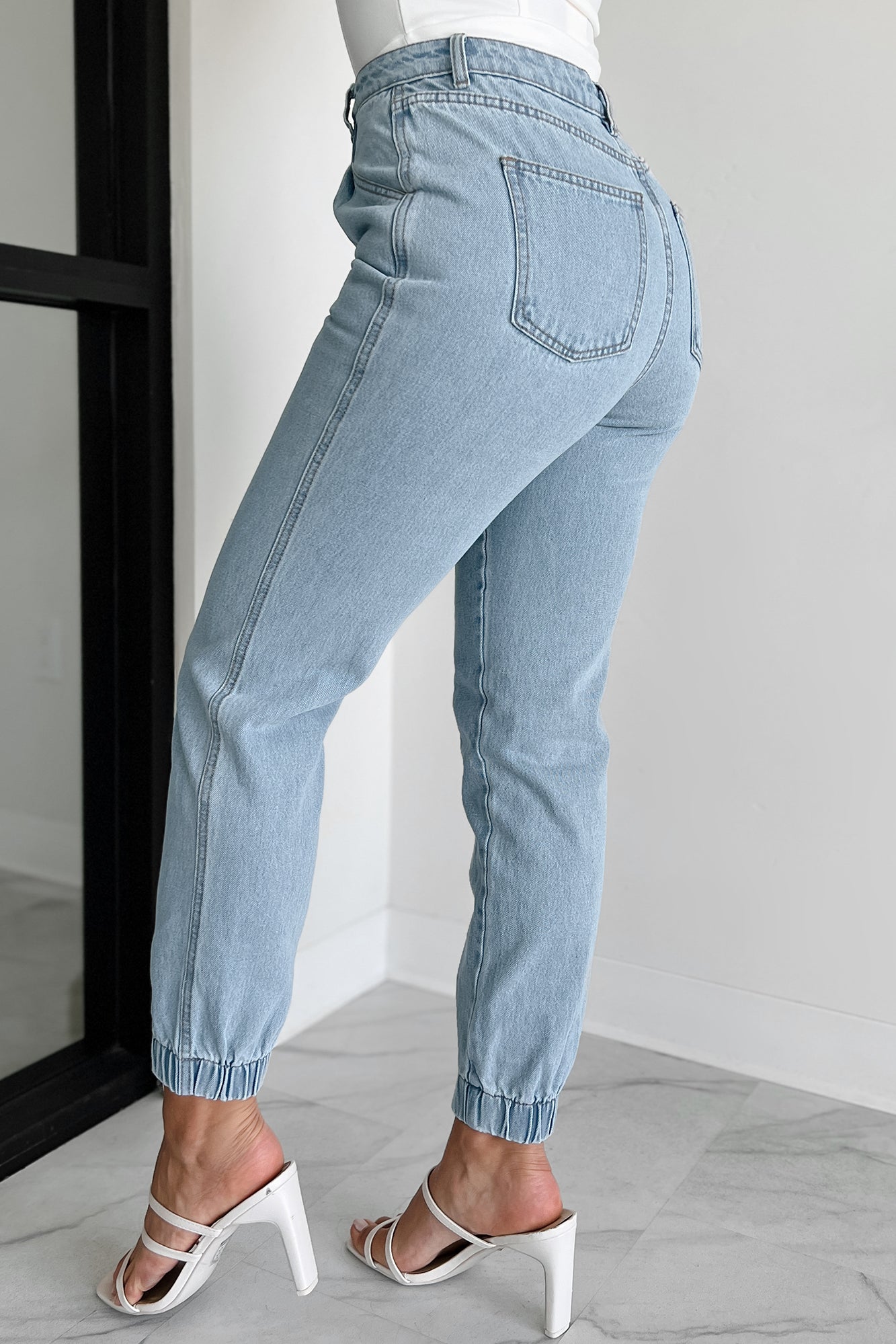 Edison Elastic Cuff Jogger Jeans (Light Denim)
