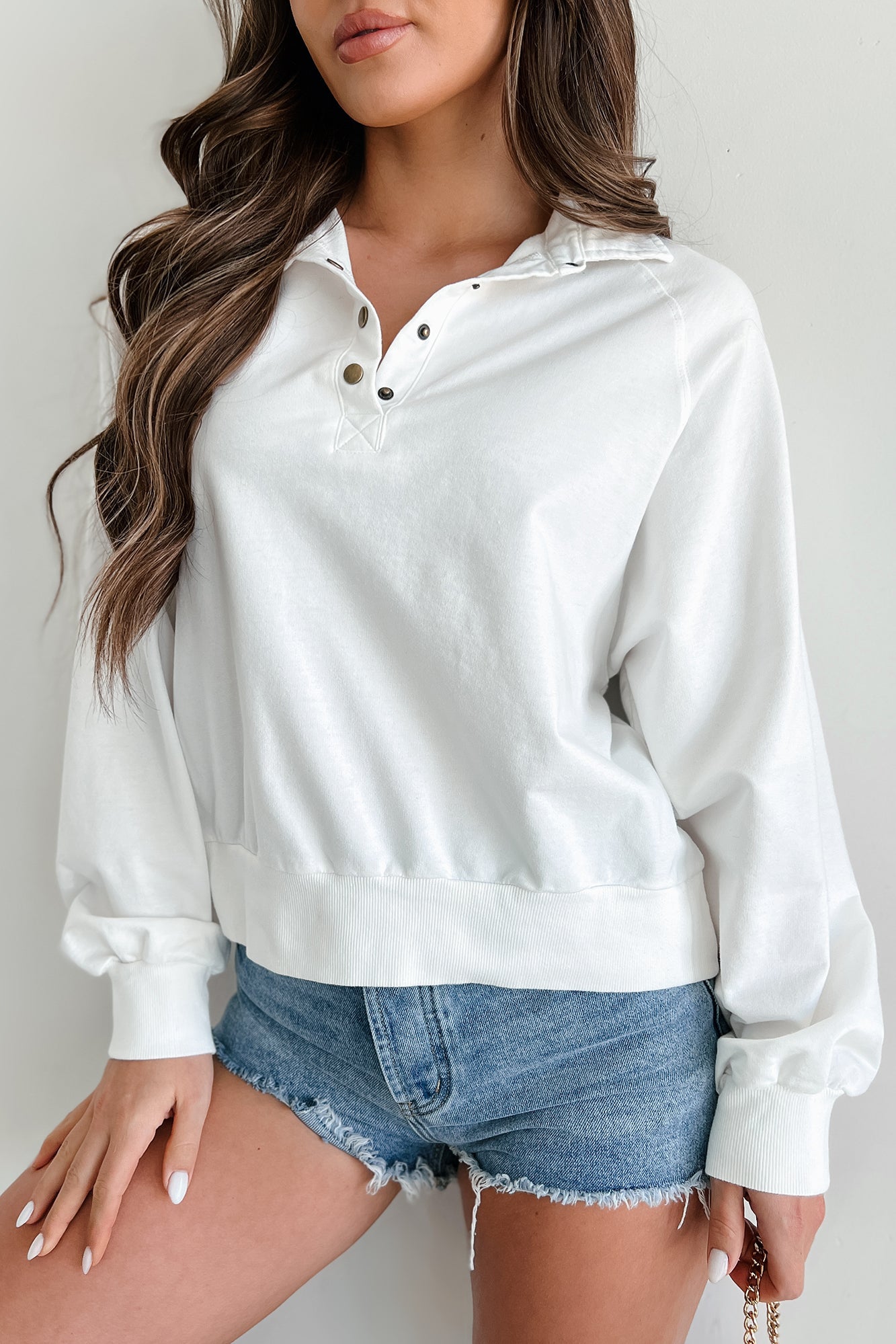 Adventure Of A Lifetime Collared Snap-Button Top (Off White)