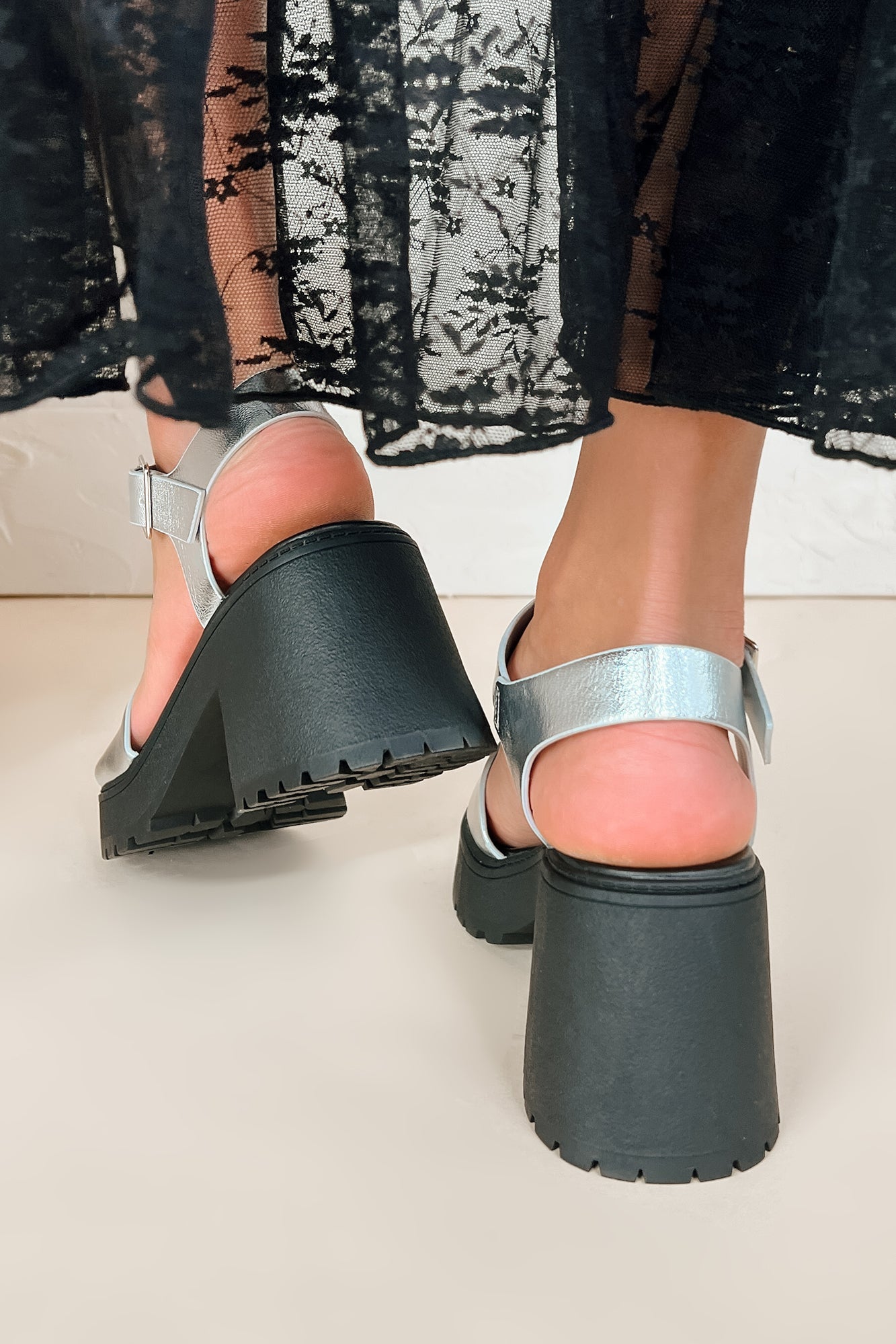 Interesting Take Chunky Platform Sandals (Silver)