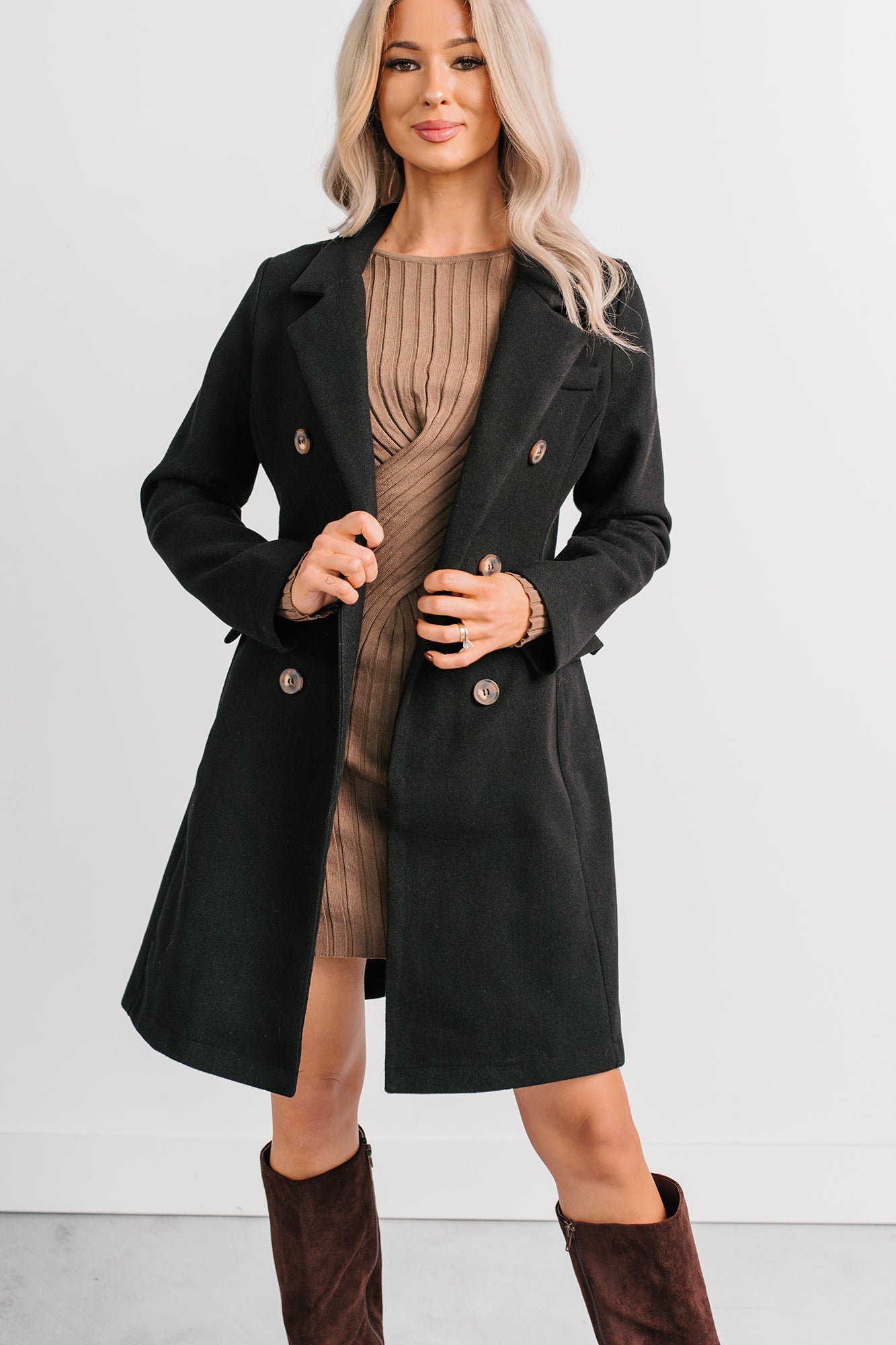 Downtown Drift Button Up Lightweight Coat (Black)