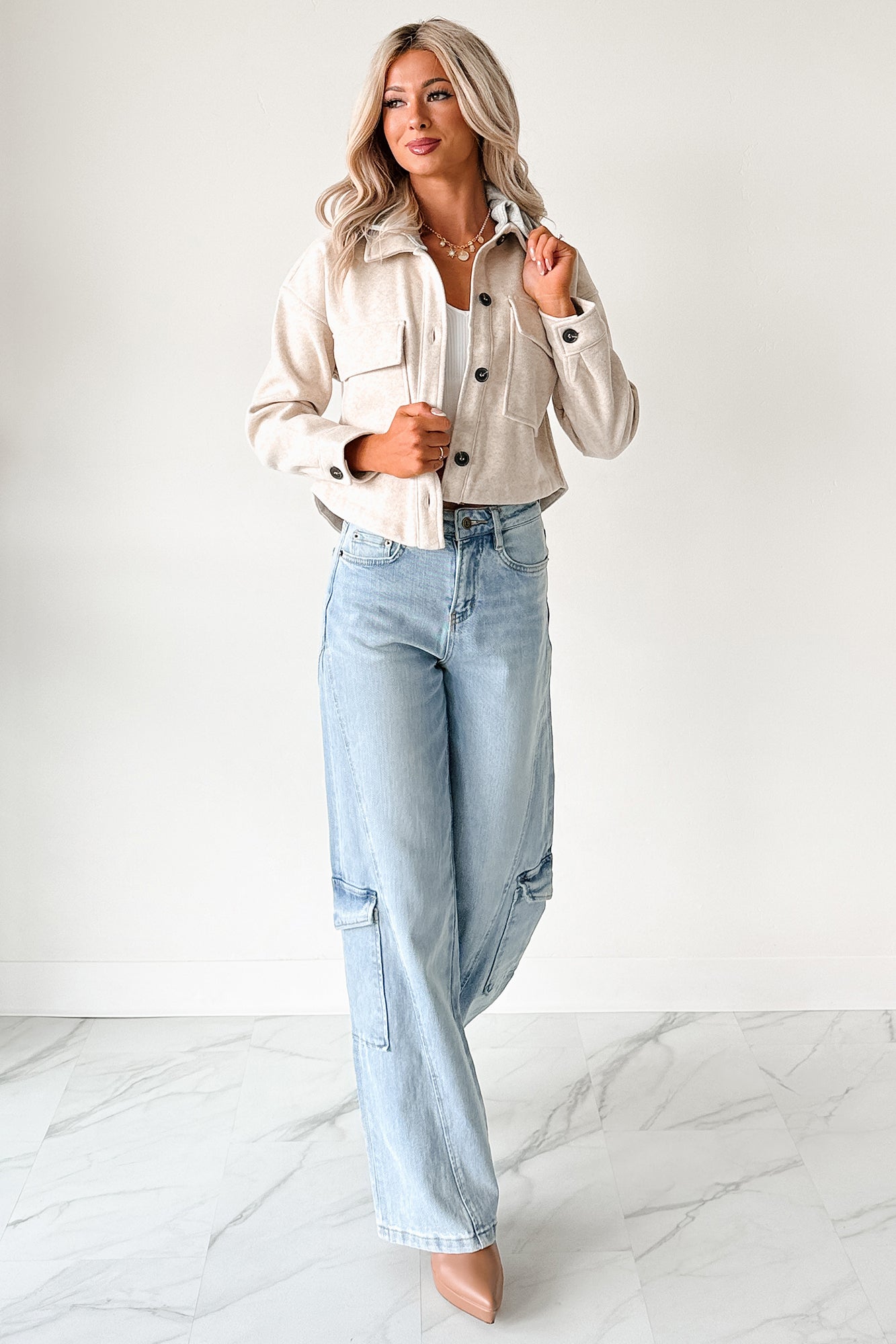 Holding Steady Button-Up Hoodie Jacket (Ivory)