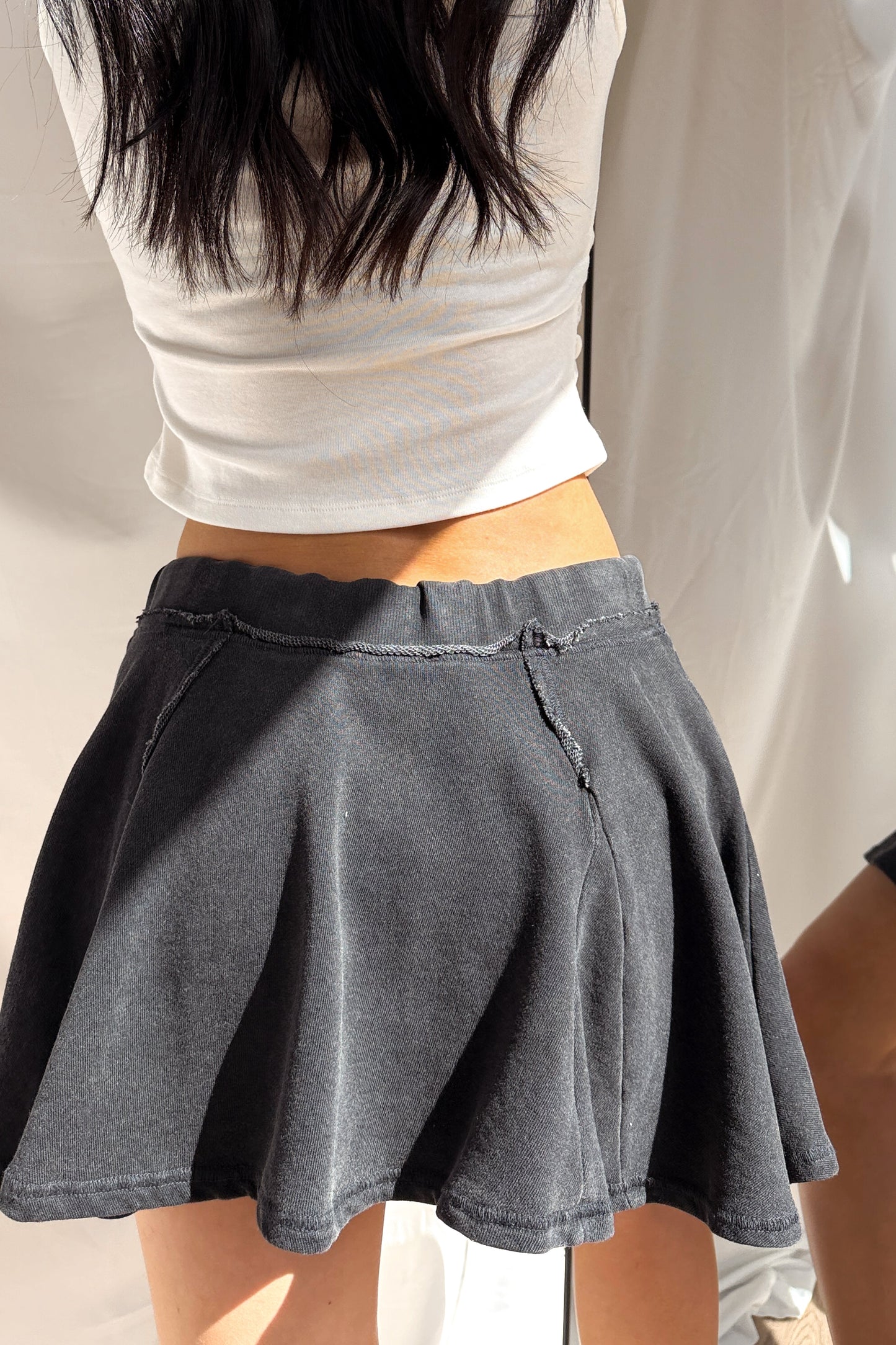 Off Duty Icon Acid Wash Knit Skort (Black)