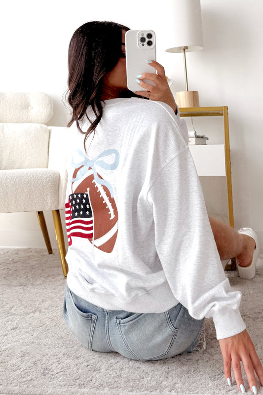 "Game Day" Embroidered Sweatshirt (Light Grey)