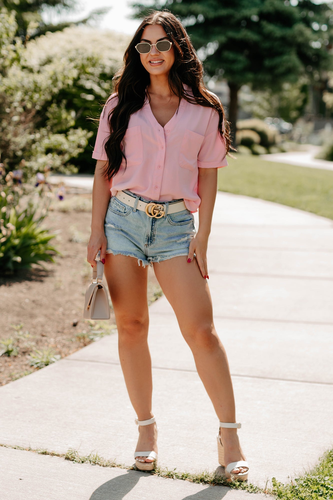 Daytime Perfection Button-Down Shirt (Pink)