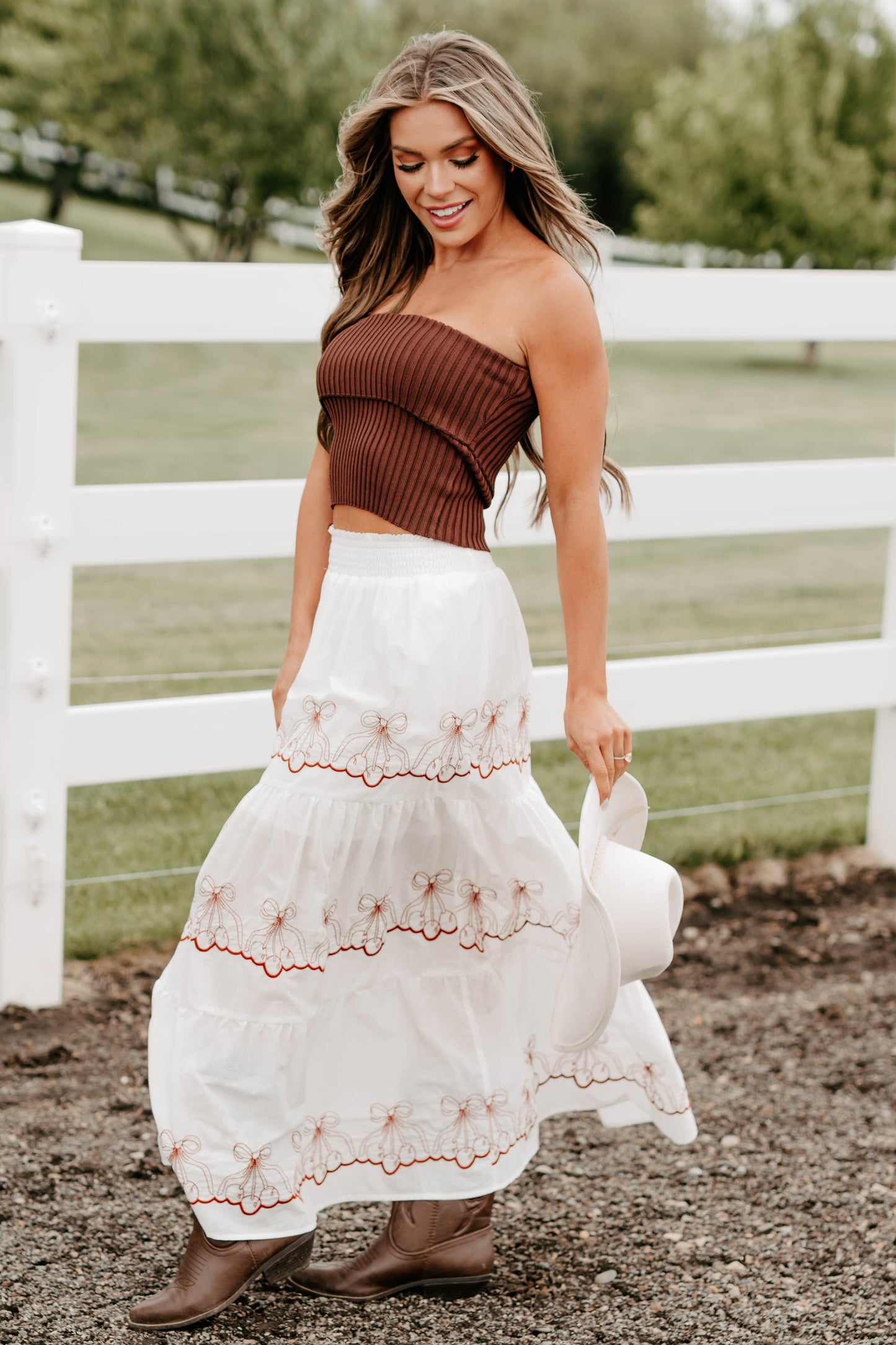 Cozy Corner Ribbed Strapless Fold Over Top (Chestnut)