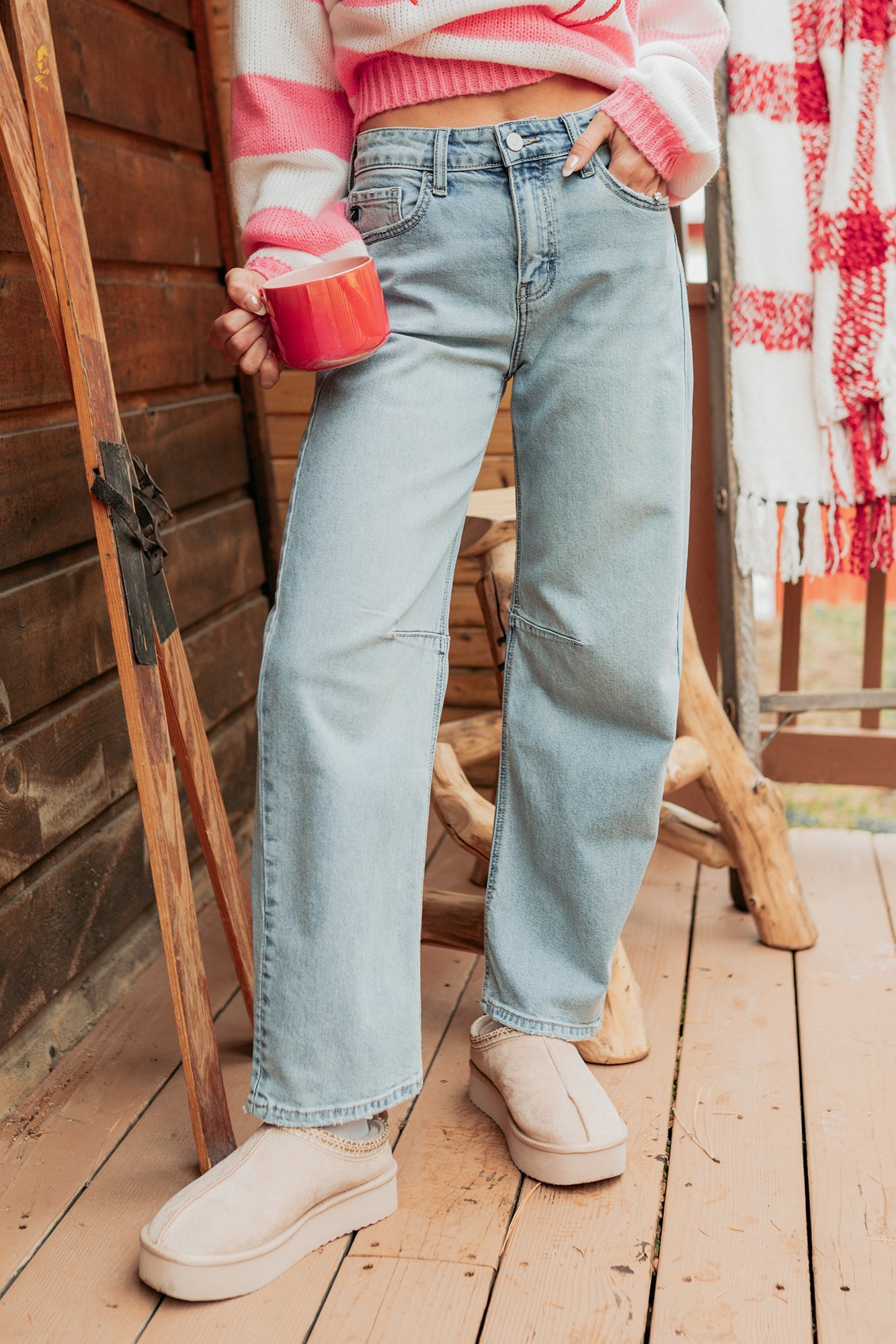 Brock High Rise Barrel Leg Kancan Jeans (Light)