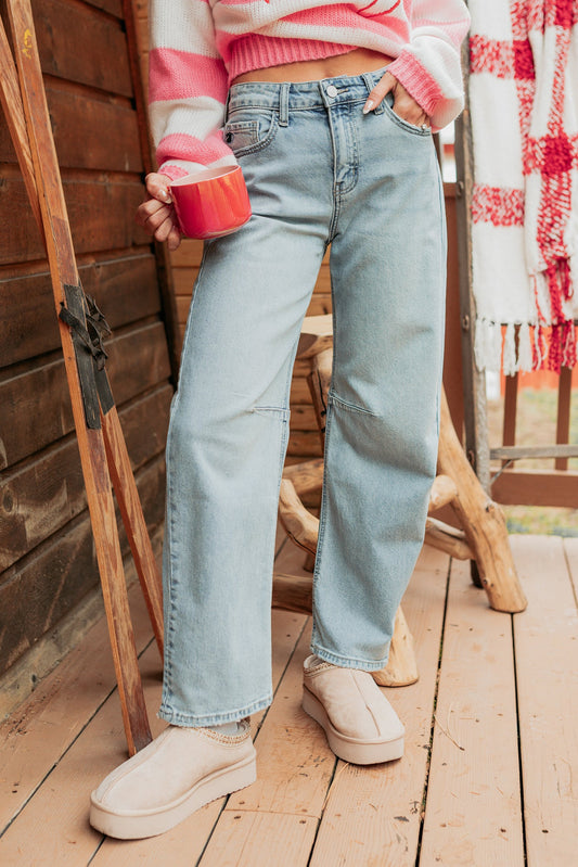 Brock High Rise Barrel Leg Kancan Jeans (Light)