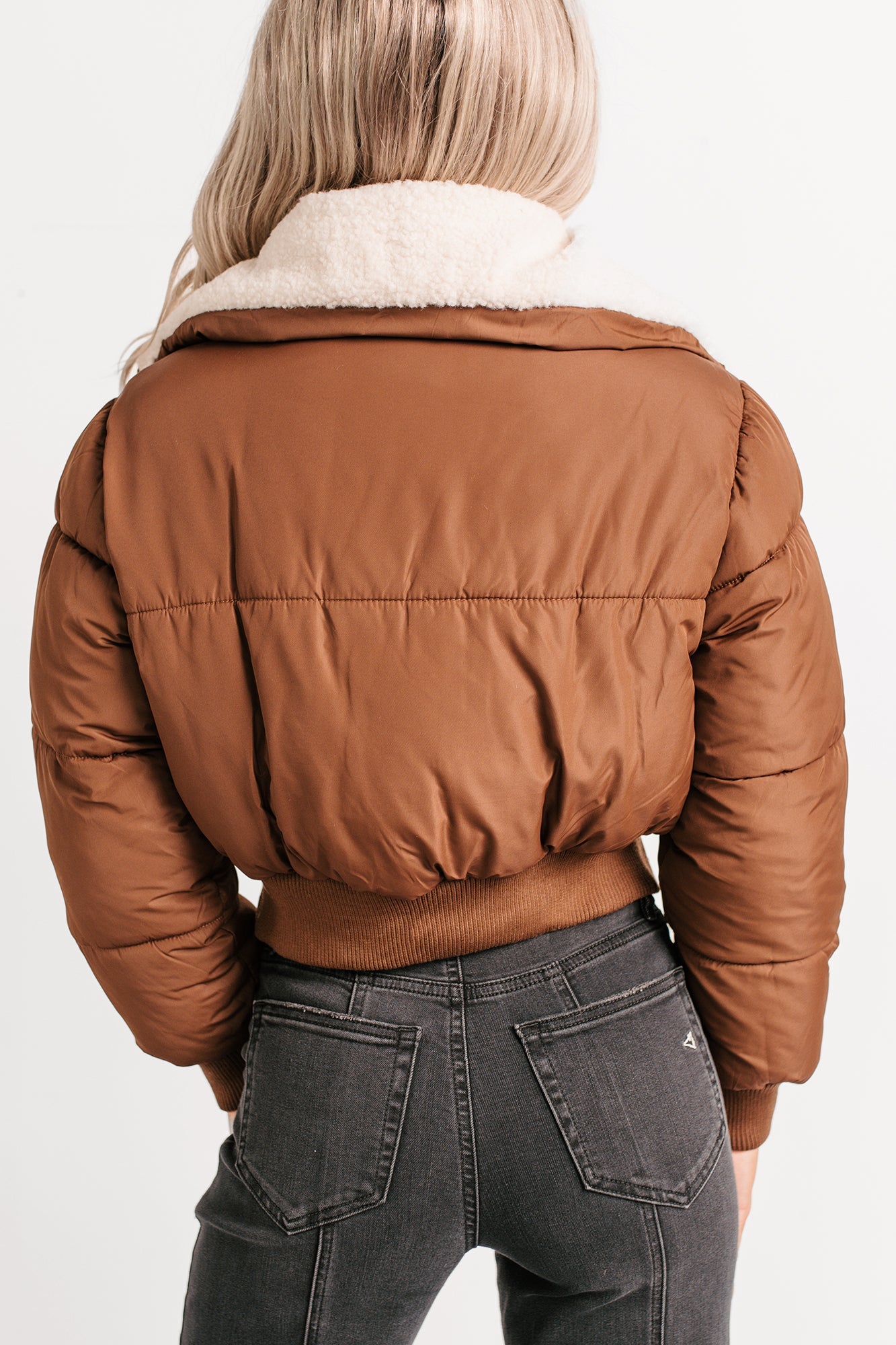 Up To Snow Good Quilted Puff Jacket (Brown)