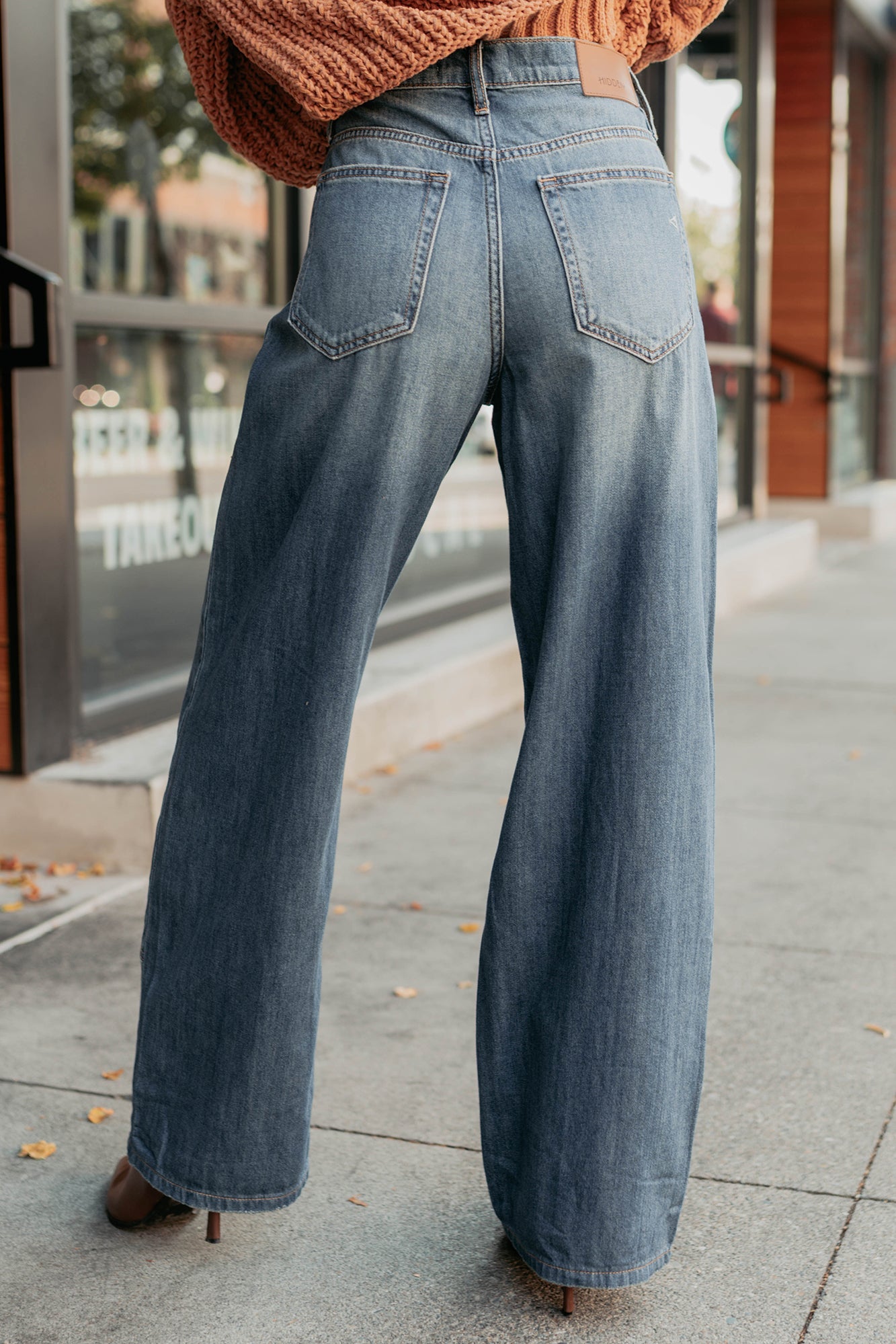 Elise Vintage Baggy Wide Leg Hidden Jeans (Medium)