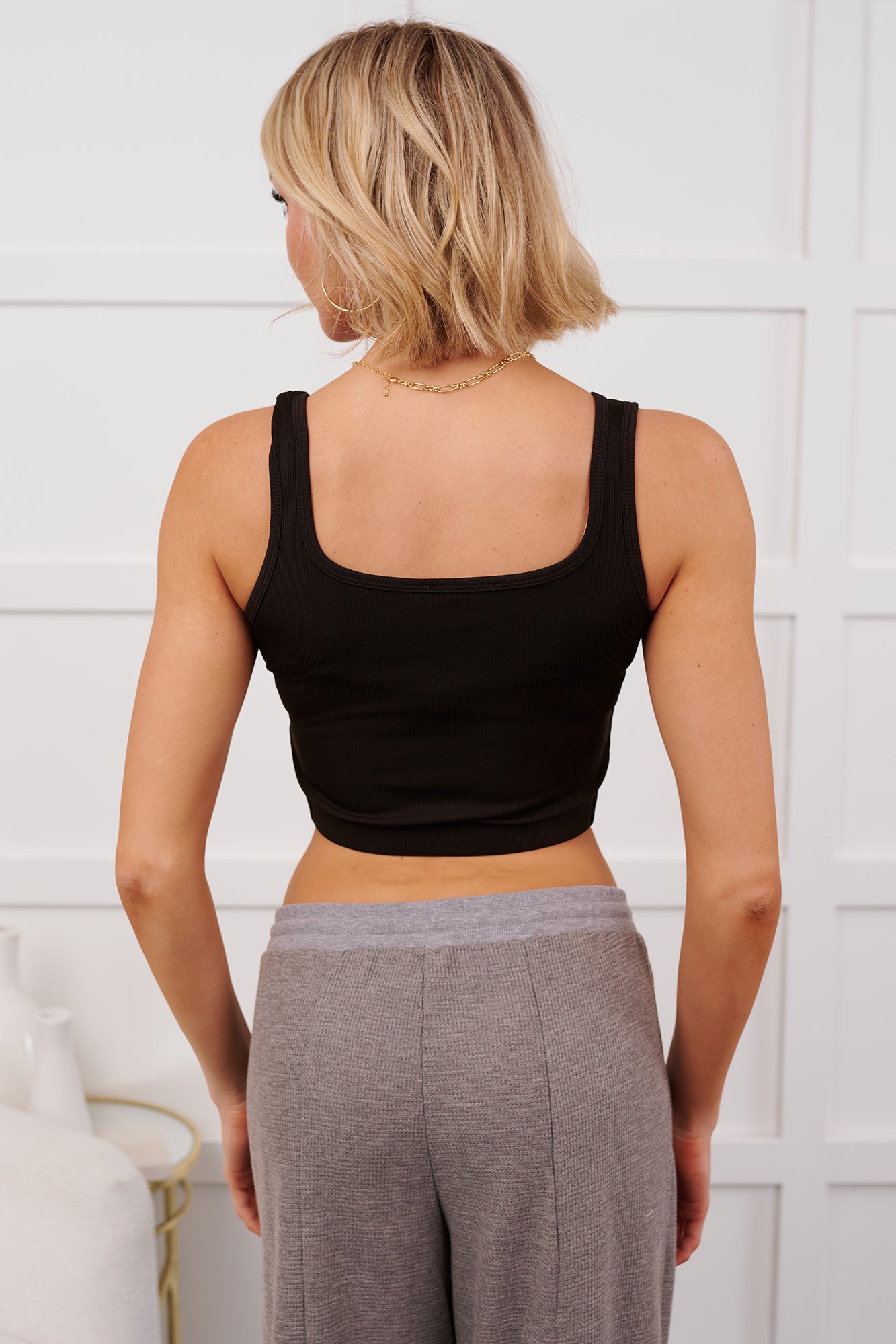 Simply Stated Ribbed Brami Crop Top (Black)