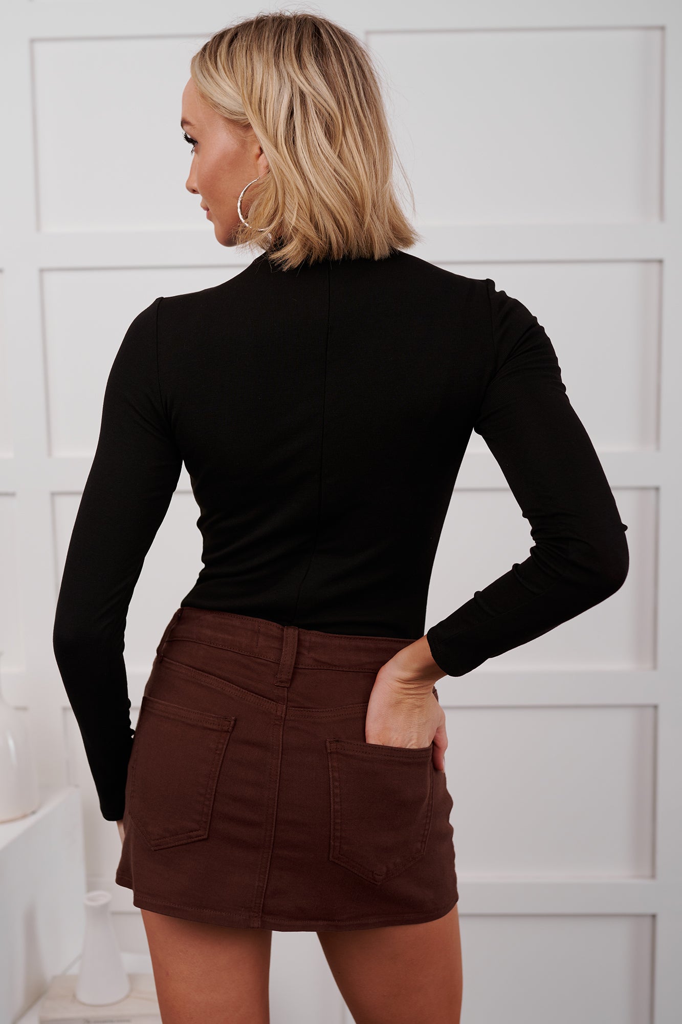 Forever In Love Denim Mini Skirt (Brown)