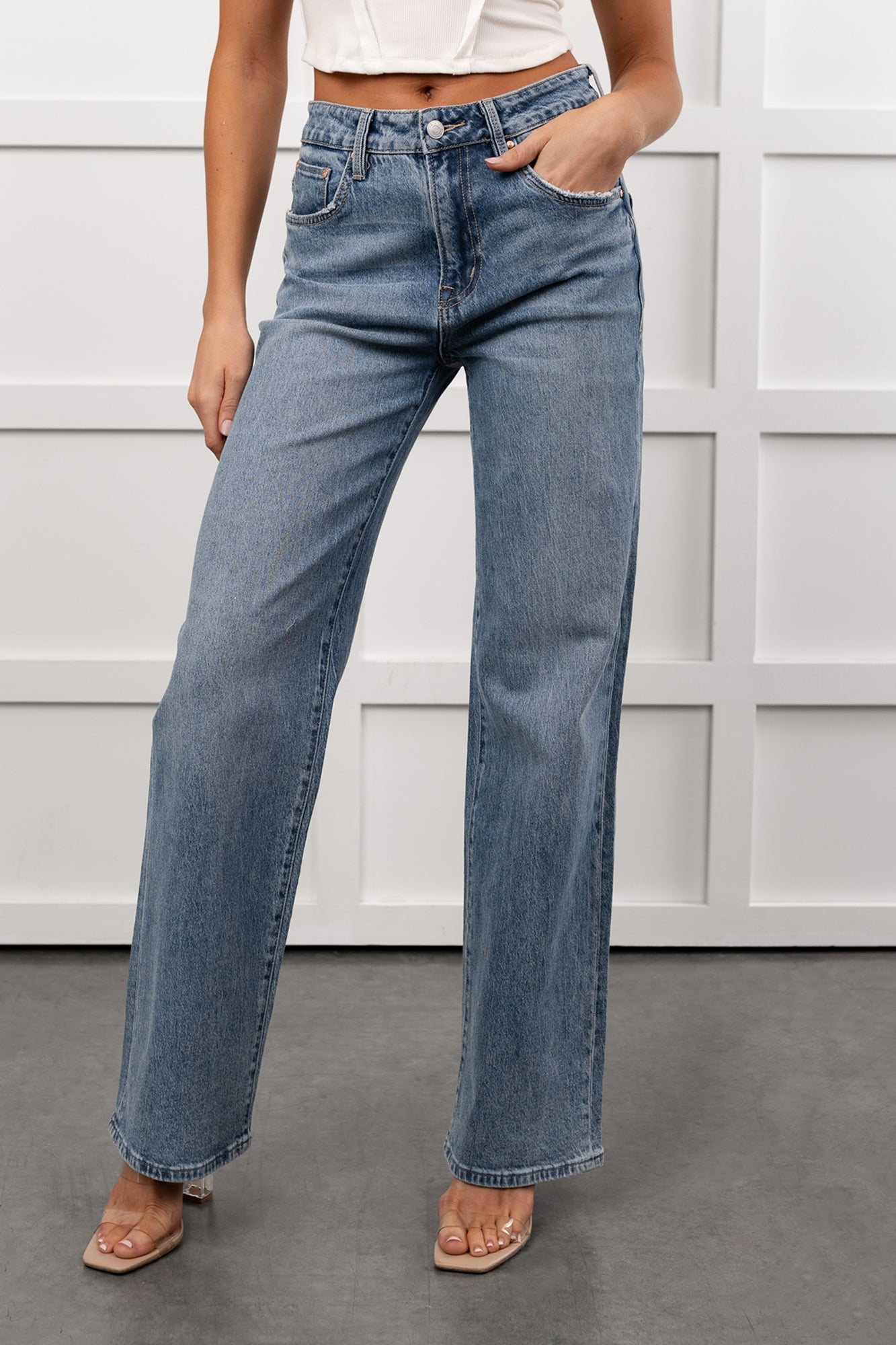 Graysen Wide Leg Mica Denim Jeans (Penn Blue)