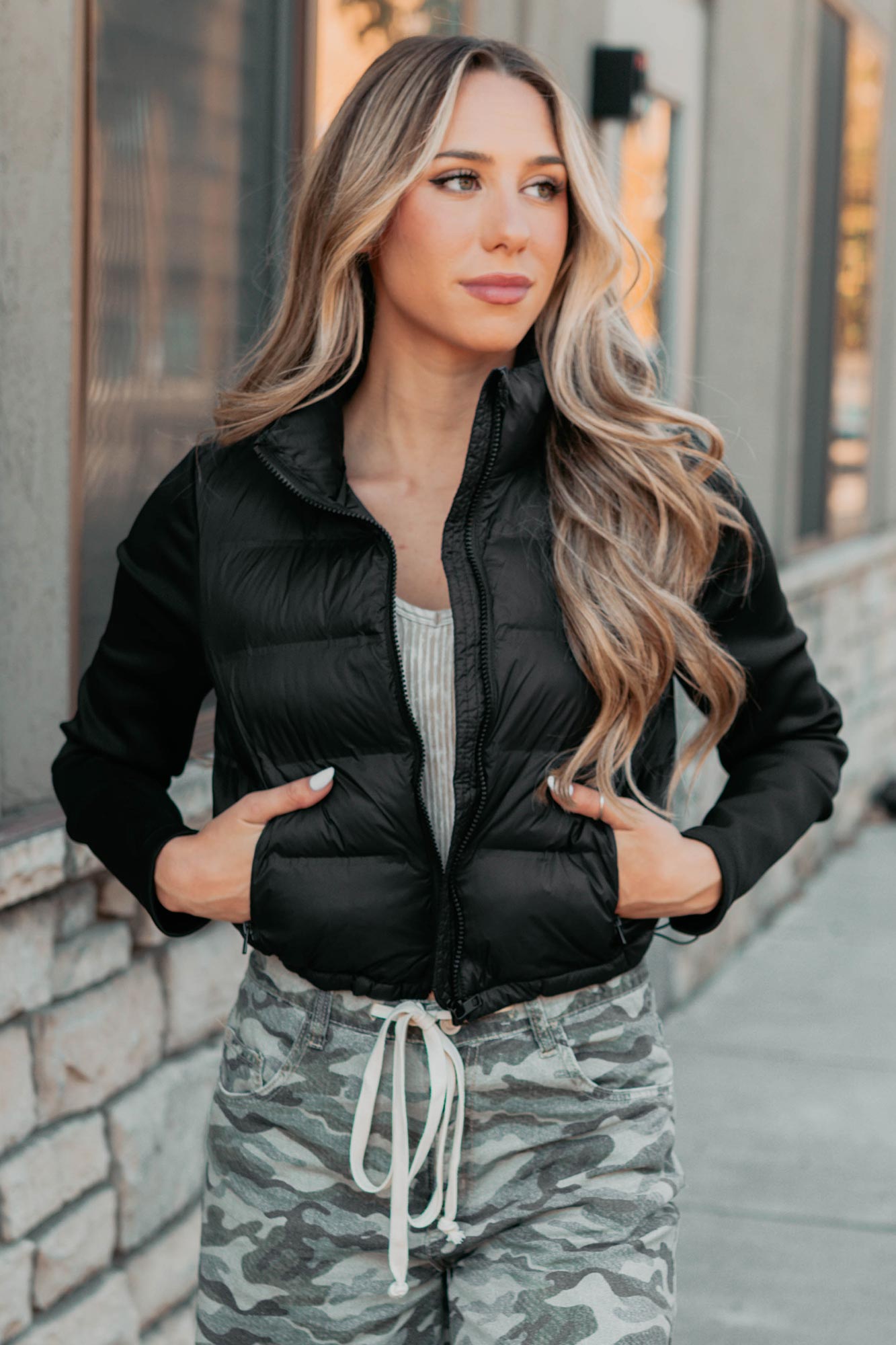 Frost Bound Scuba Sleeve Puffer Jacket (Black)