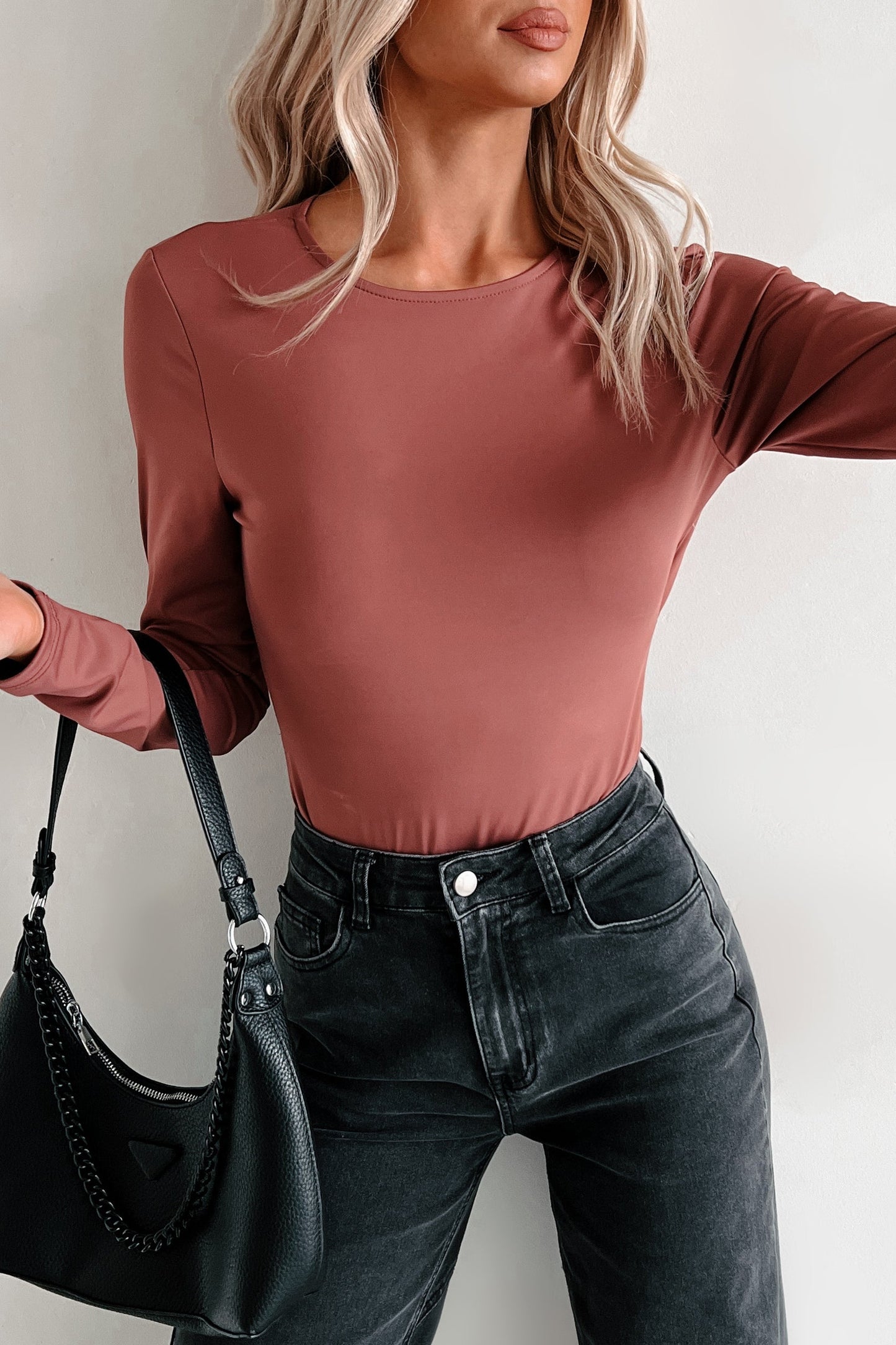Diana Open Back Bodysuit (Red Mauve)