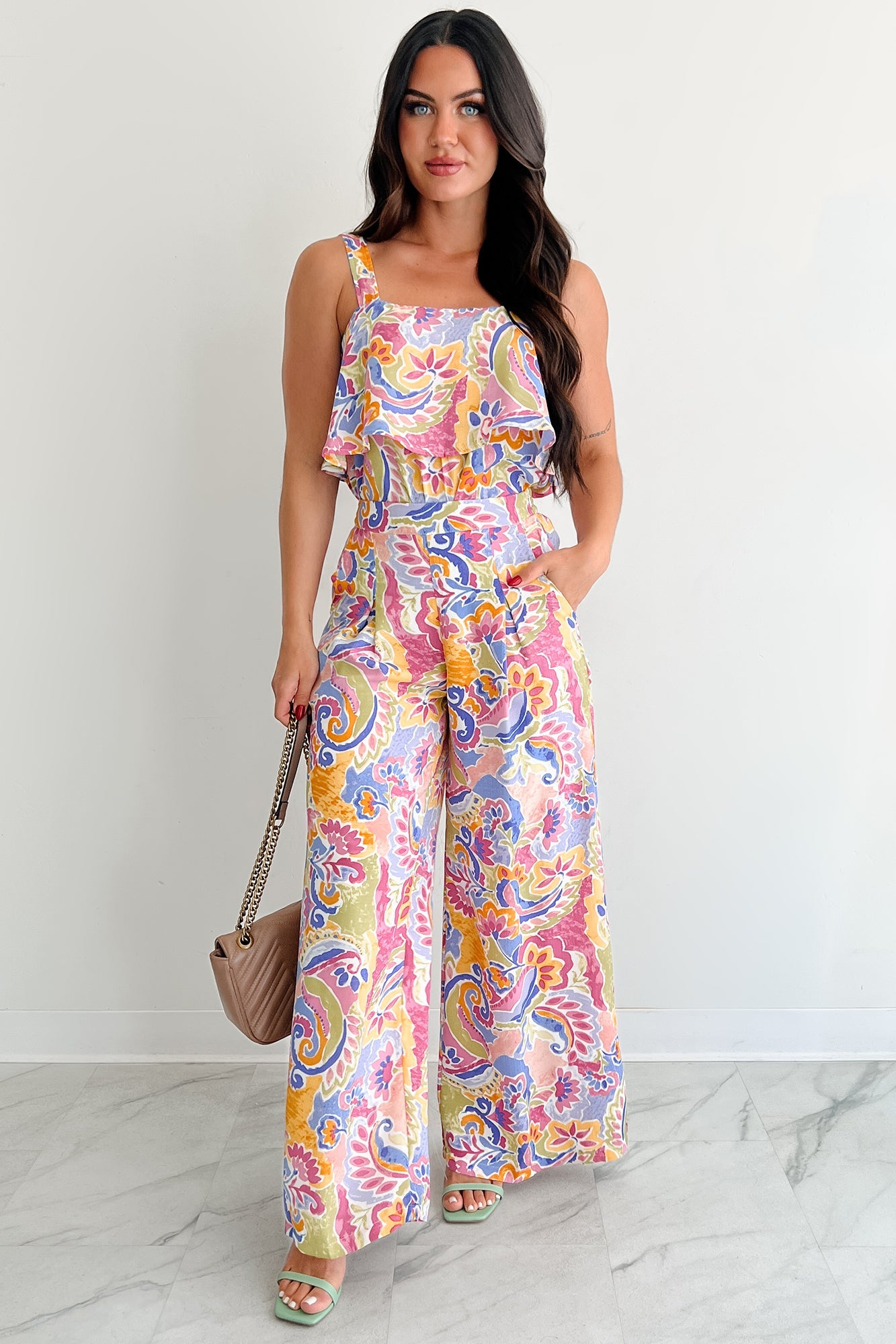 Braelynn Tiered Paisley Print Tank Top (Multi)