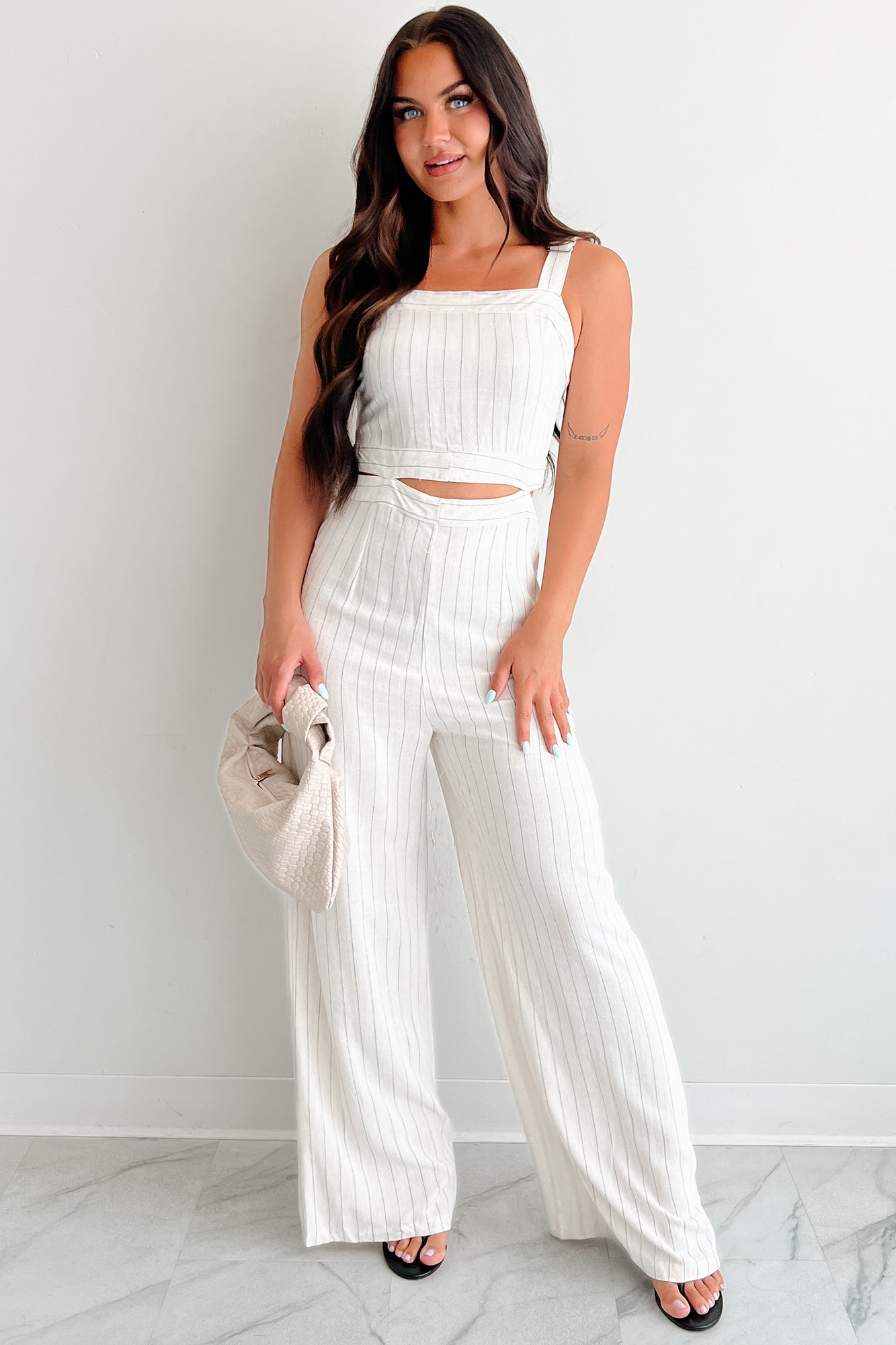 Days Like This Striped Cut-Out Jumpsuit (Oatmeal)
