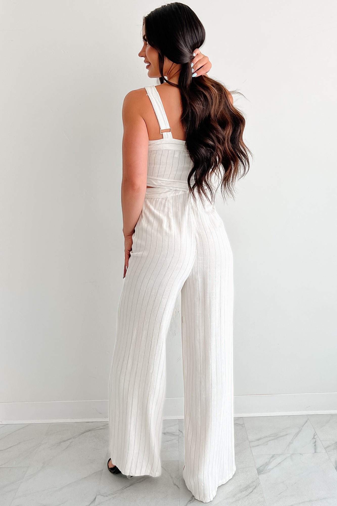 Days Like This Striped Cut-Out Jumpsuit (Oatmeal)