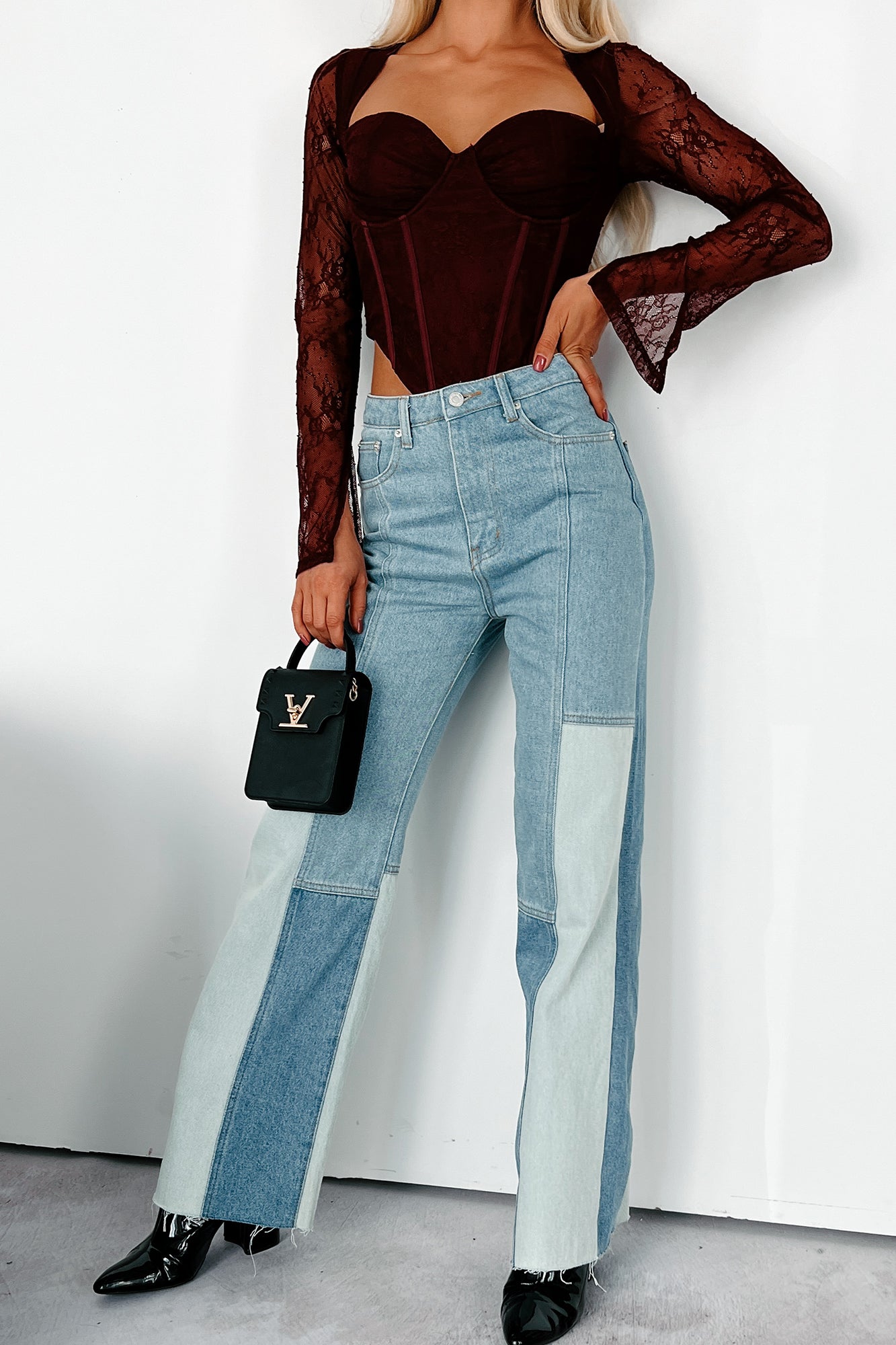 Fueled By Art High Rise Colorblock Jeans (Denim Multi)