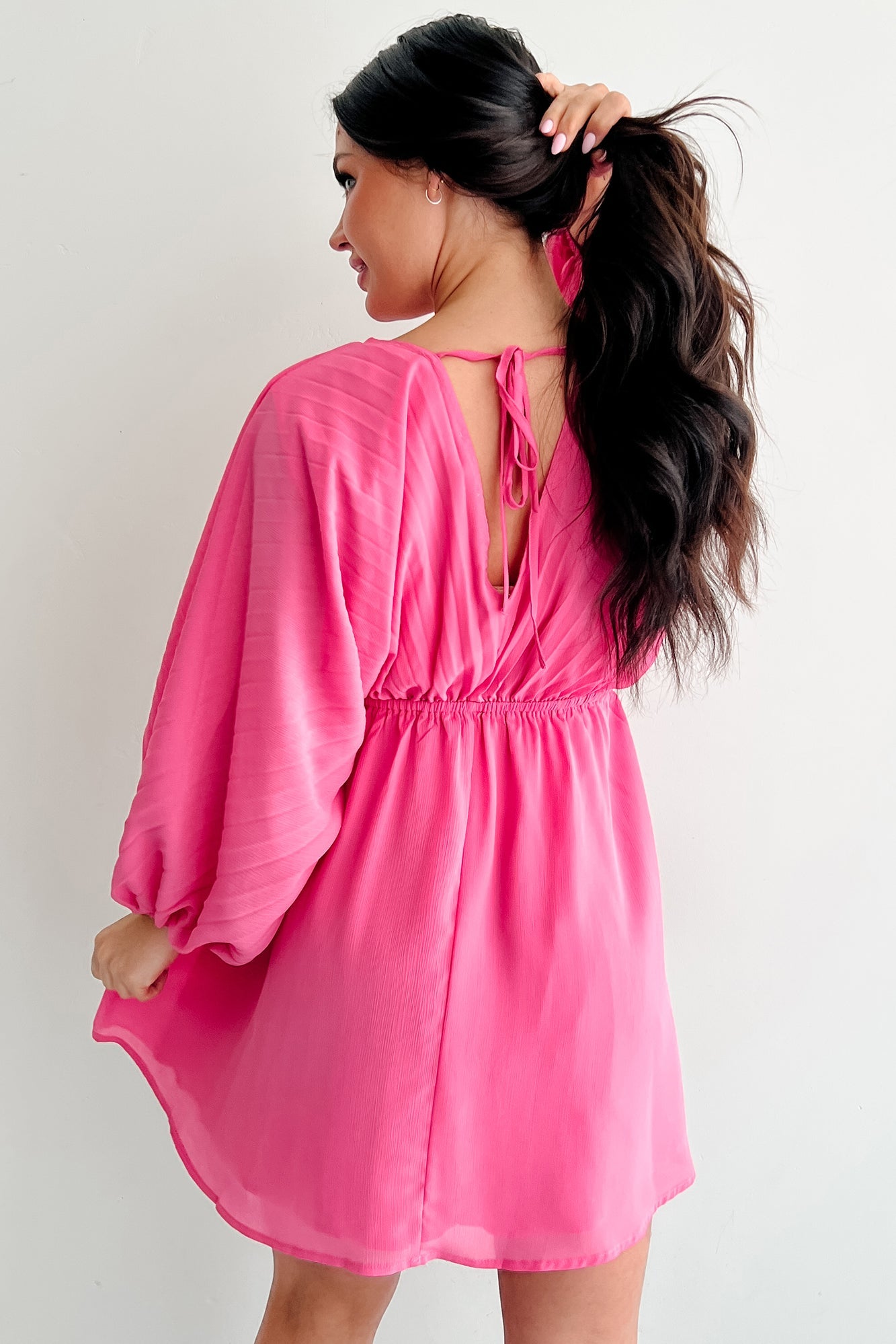 Fearless Charm Long Sleeve Mini Dress (Bubblegum)
