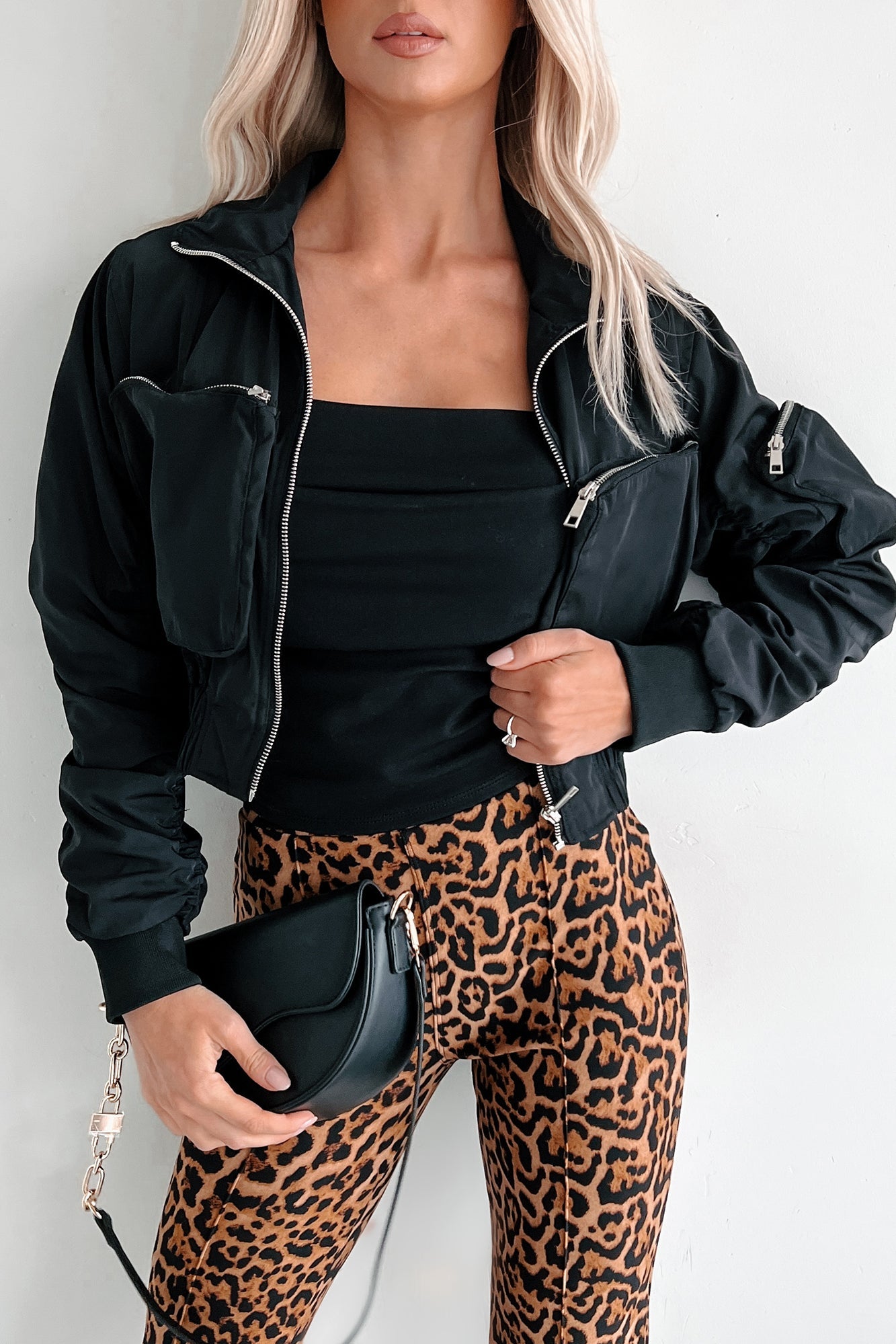 Downtown Living Shirred Pocket Detail Jacket (Black)