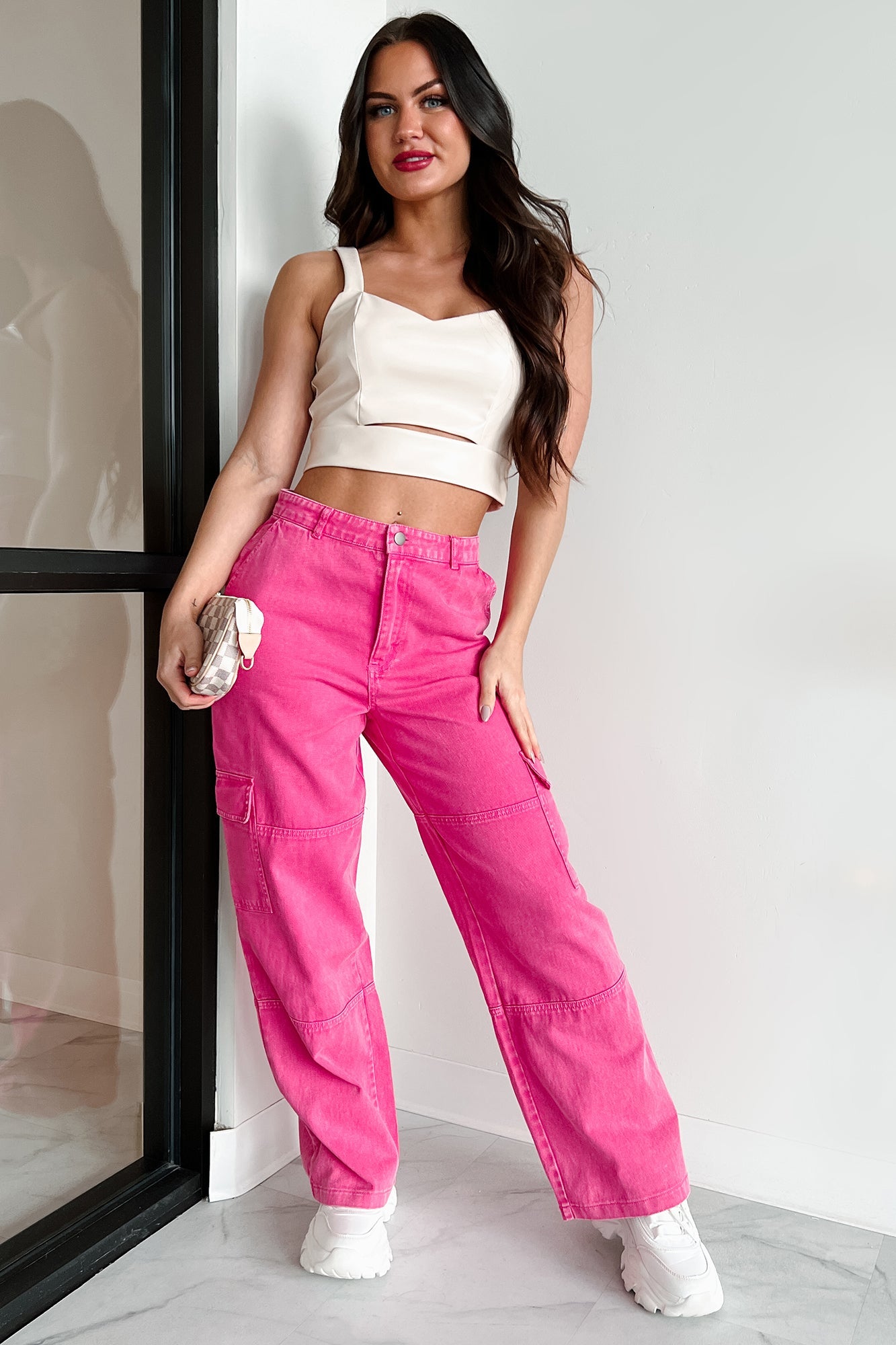 Memorable Encounter Faux Leather Crop Top (Ivory)