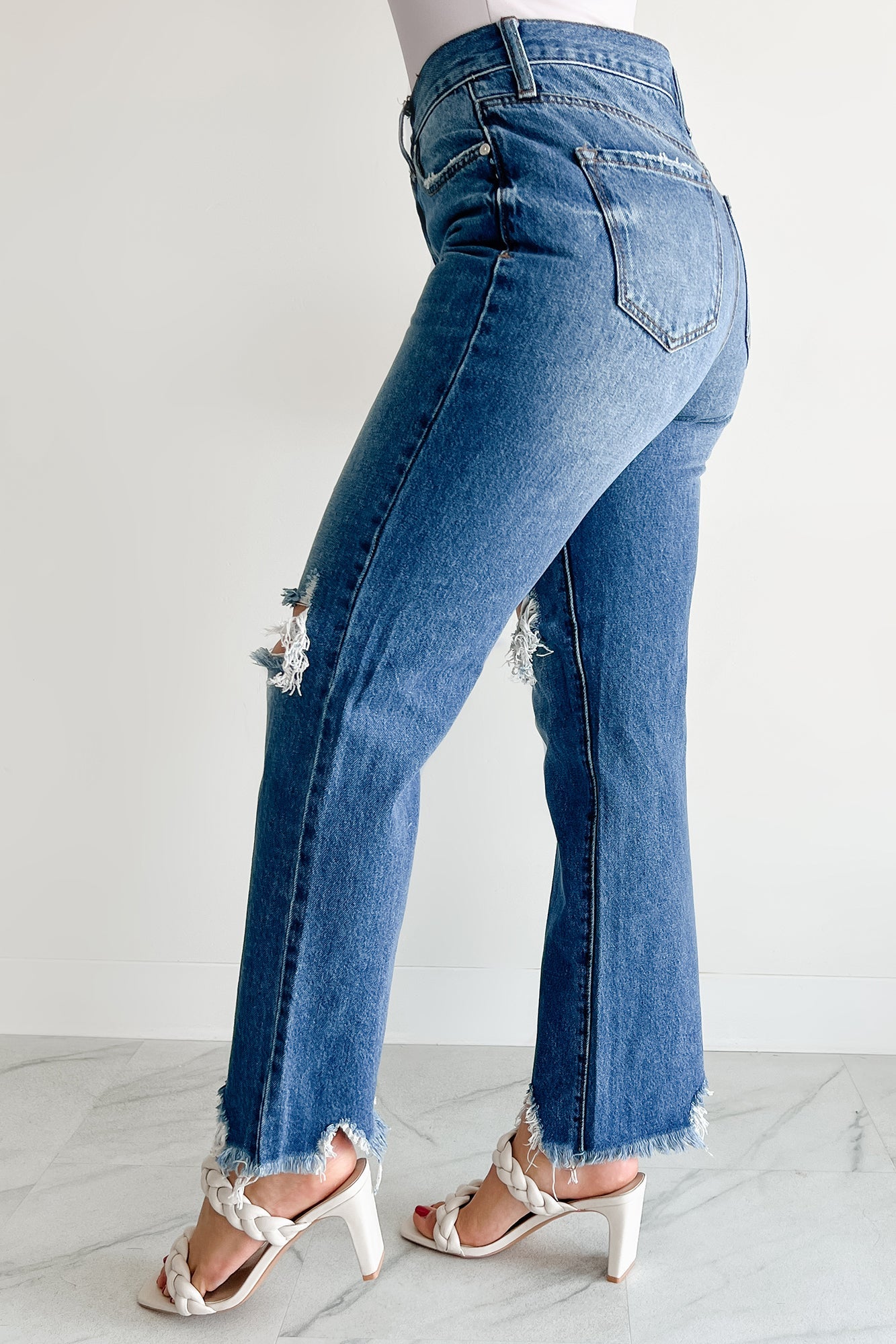 Alexandra Distressed Straight Leg Special A Jeans (Medium Dark)