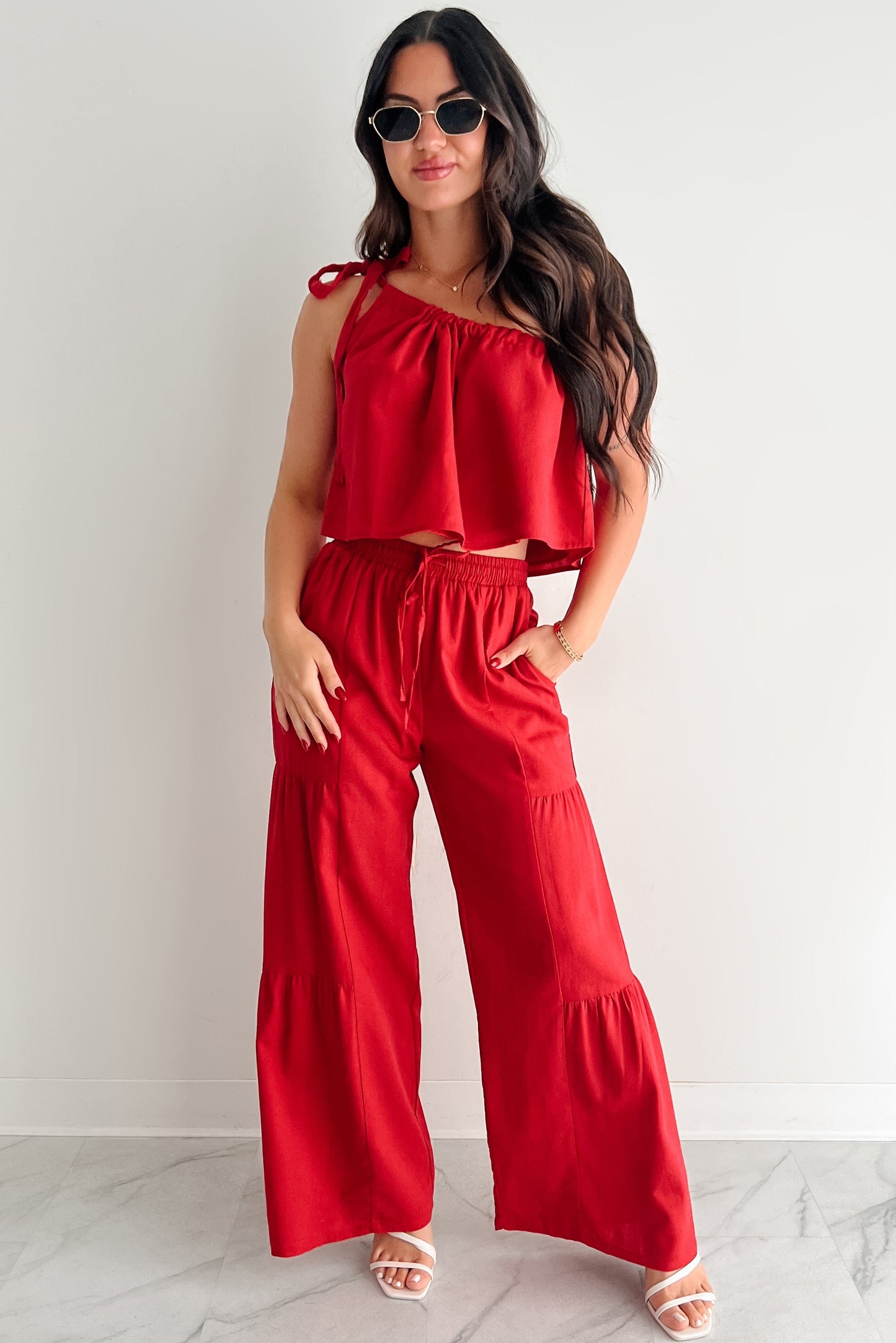 Too Saucy One Shoulder Top (Red)