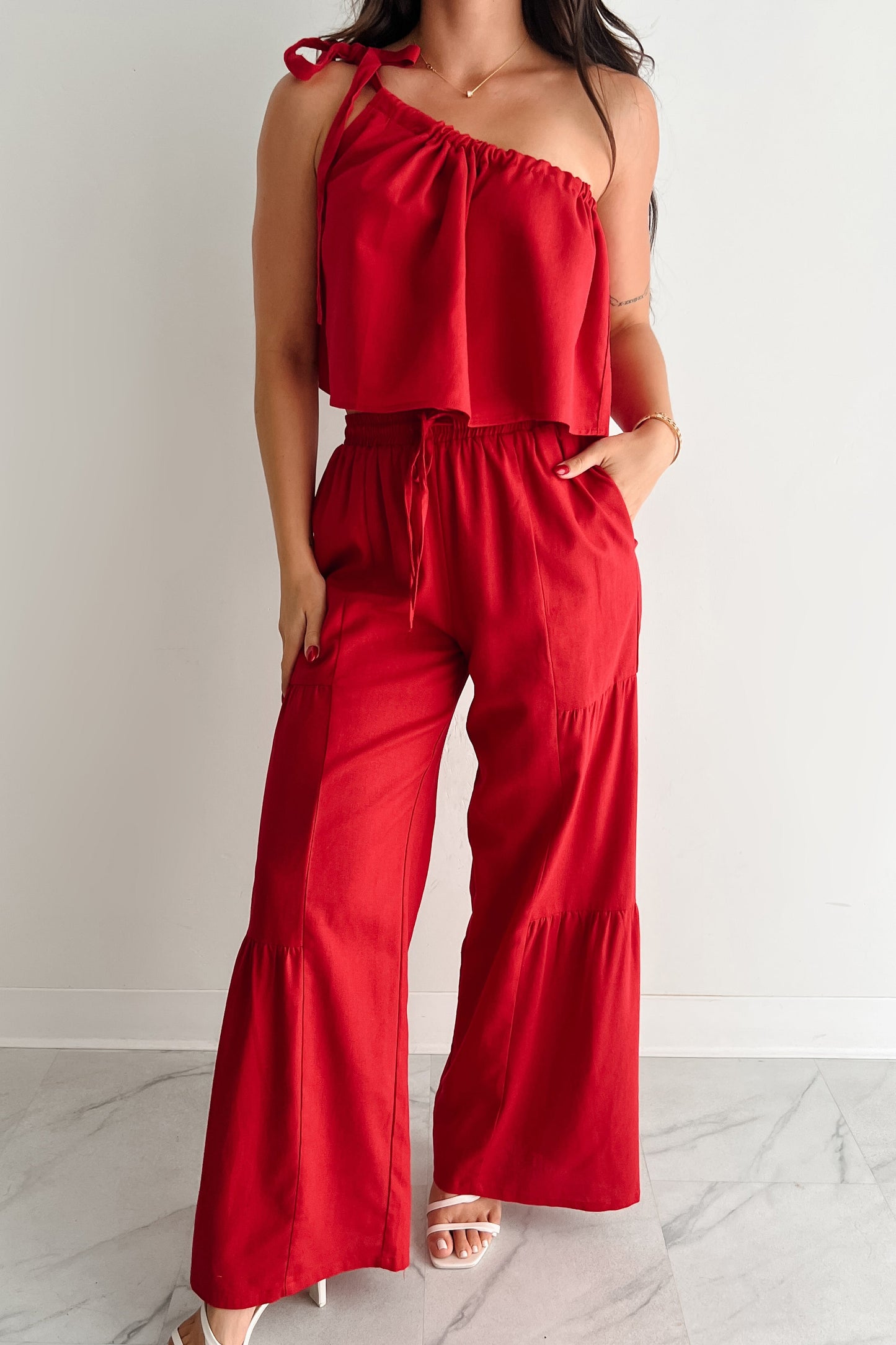 Too Saucy One Shoulder Top (Red)