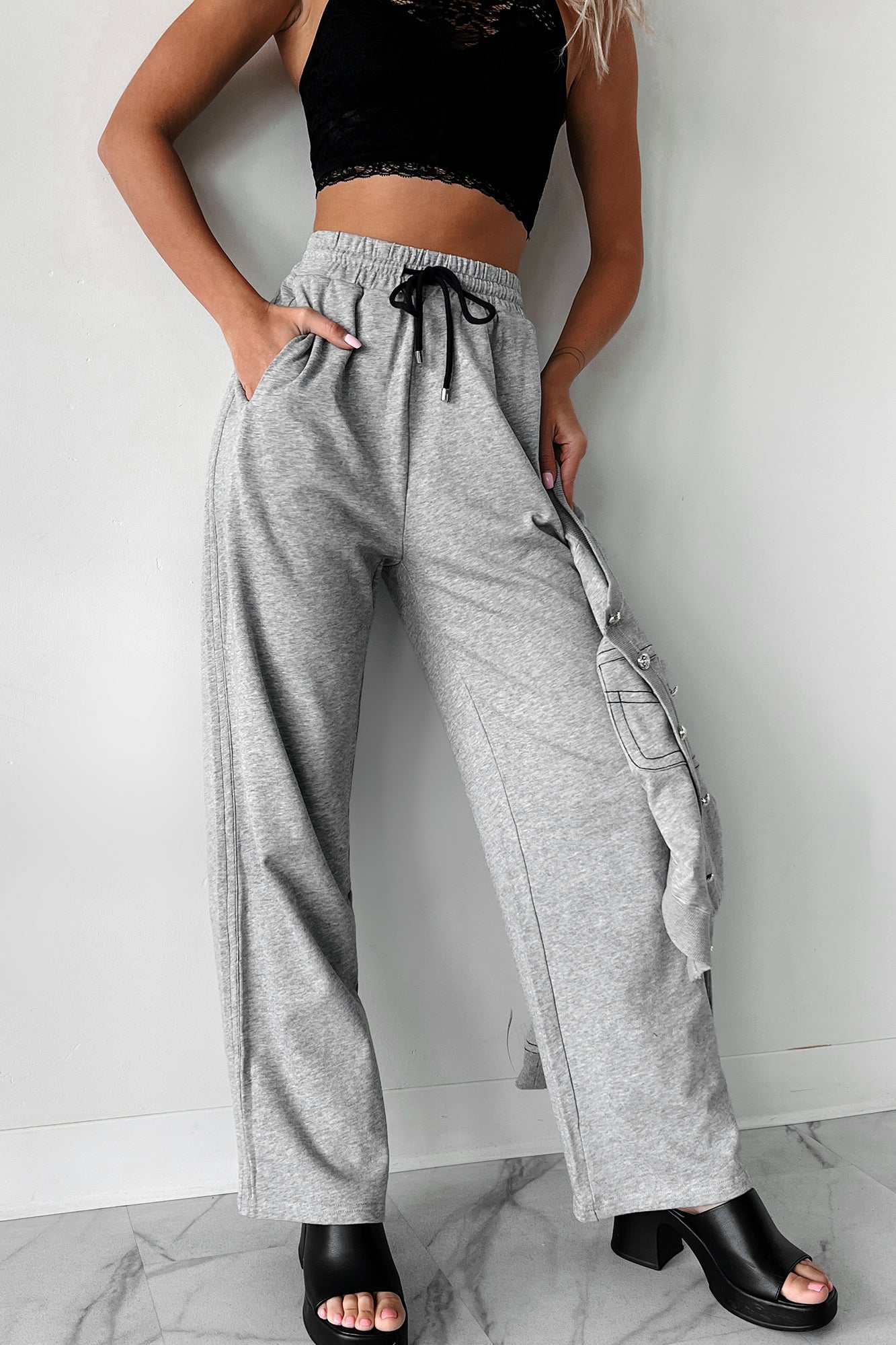 Caledon Drawstring Waist Sweatpants (Melange Grey)