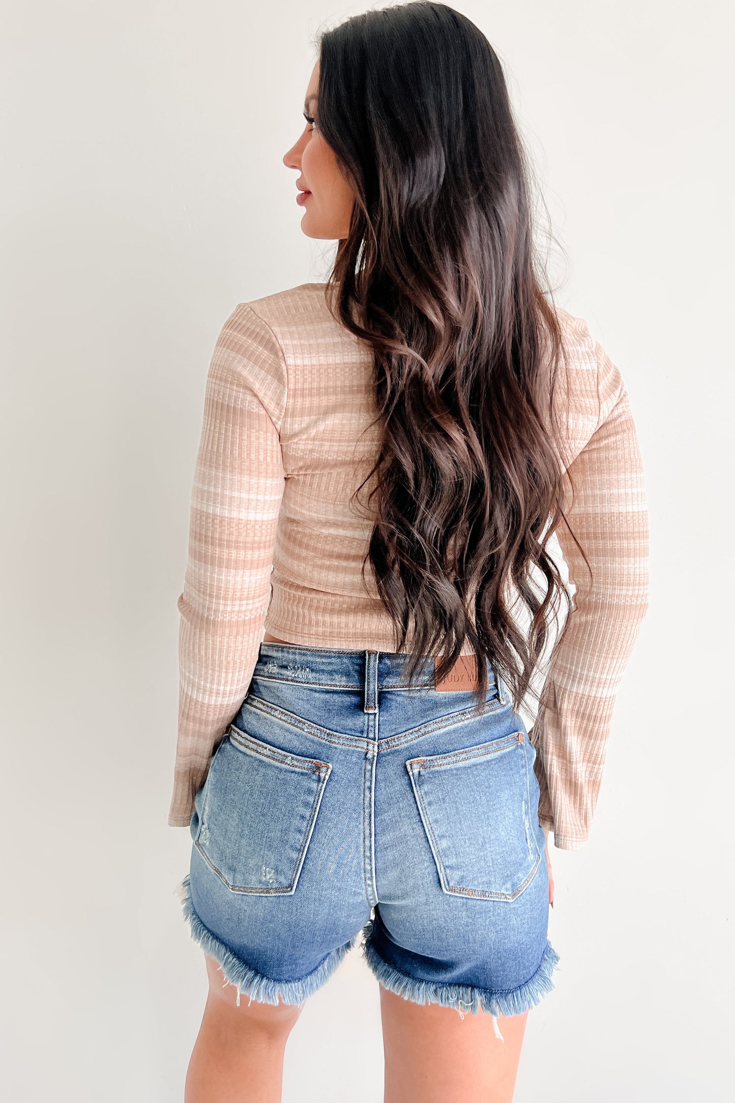 Completely Yours Striped Bell Sleeve Top (Almond)