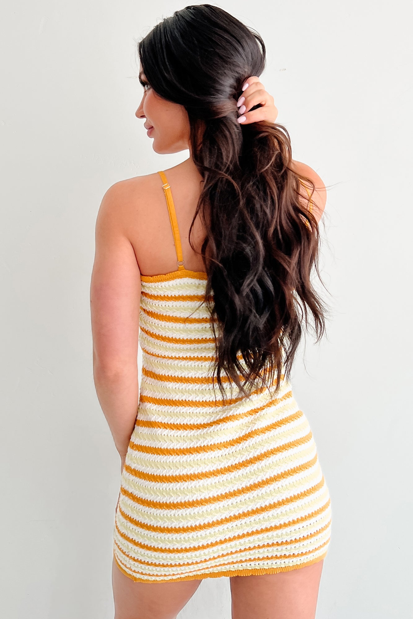 Endless Days Striped Crochet Mini Dress (Sunbaked)