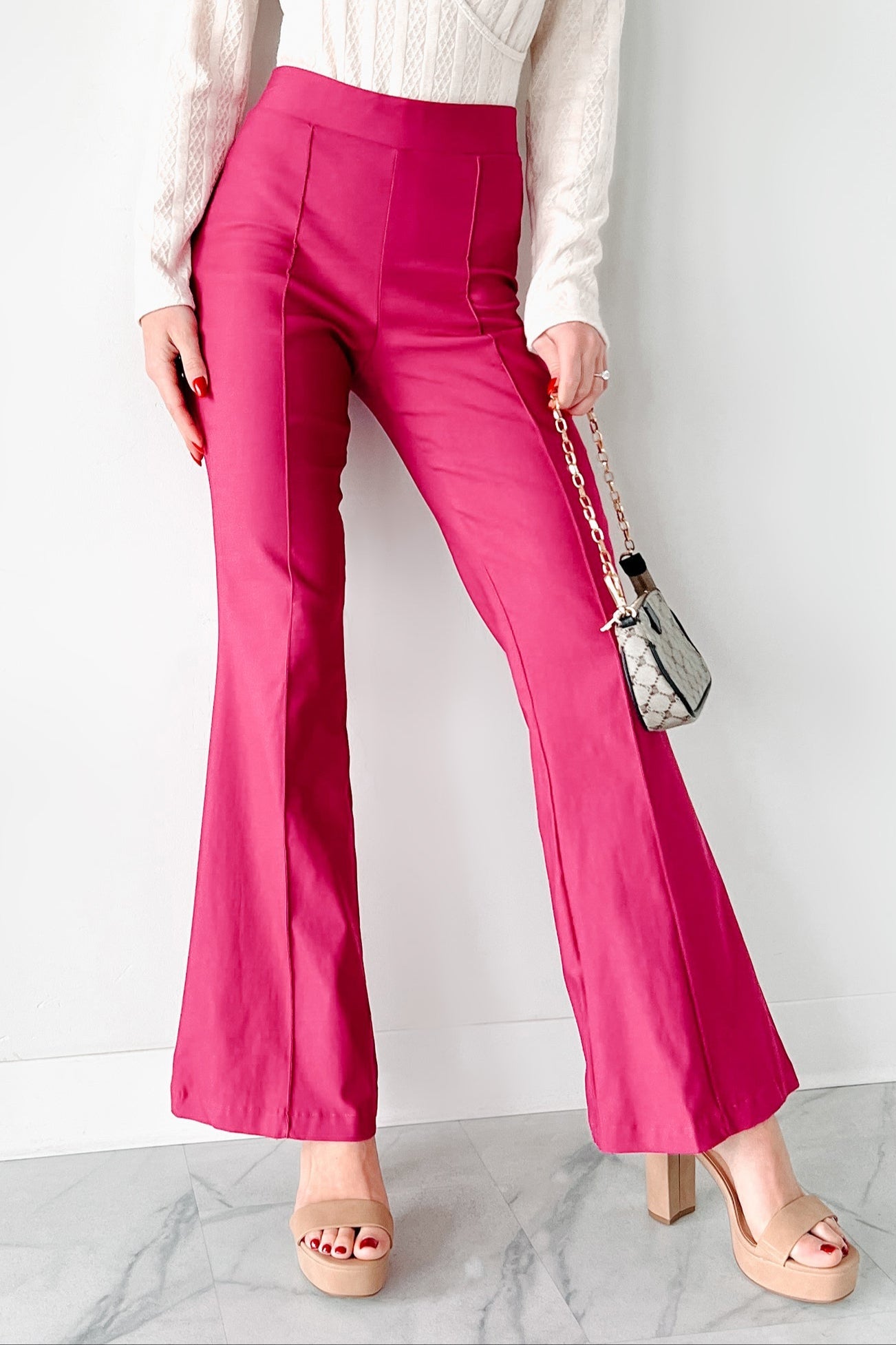 Make The Decisions High Waist Flare Pants (Hot Pink)