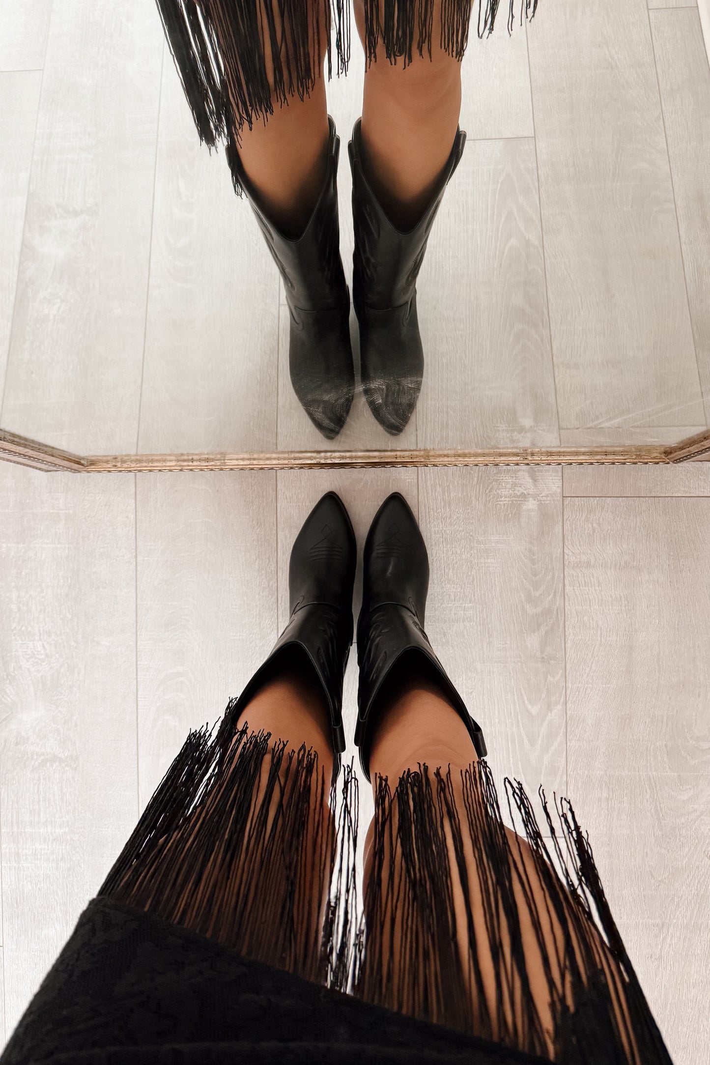 Ruffles & Rodeo Embroidered Cowboy Boots (Black)