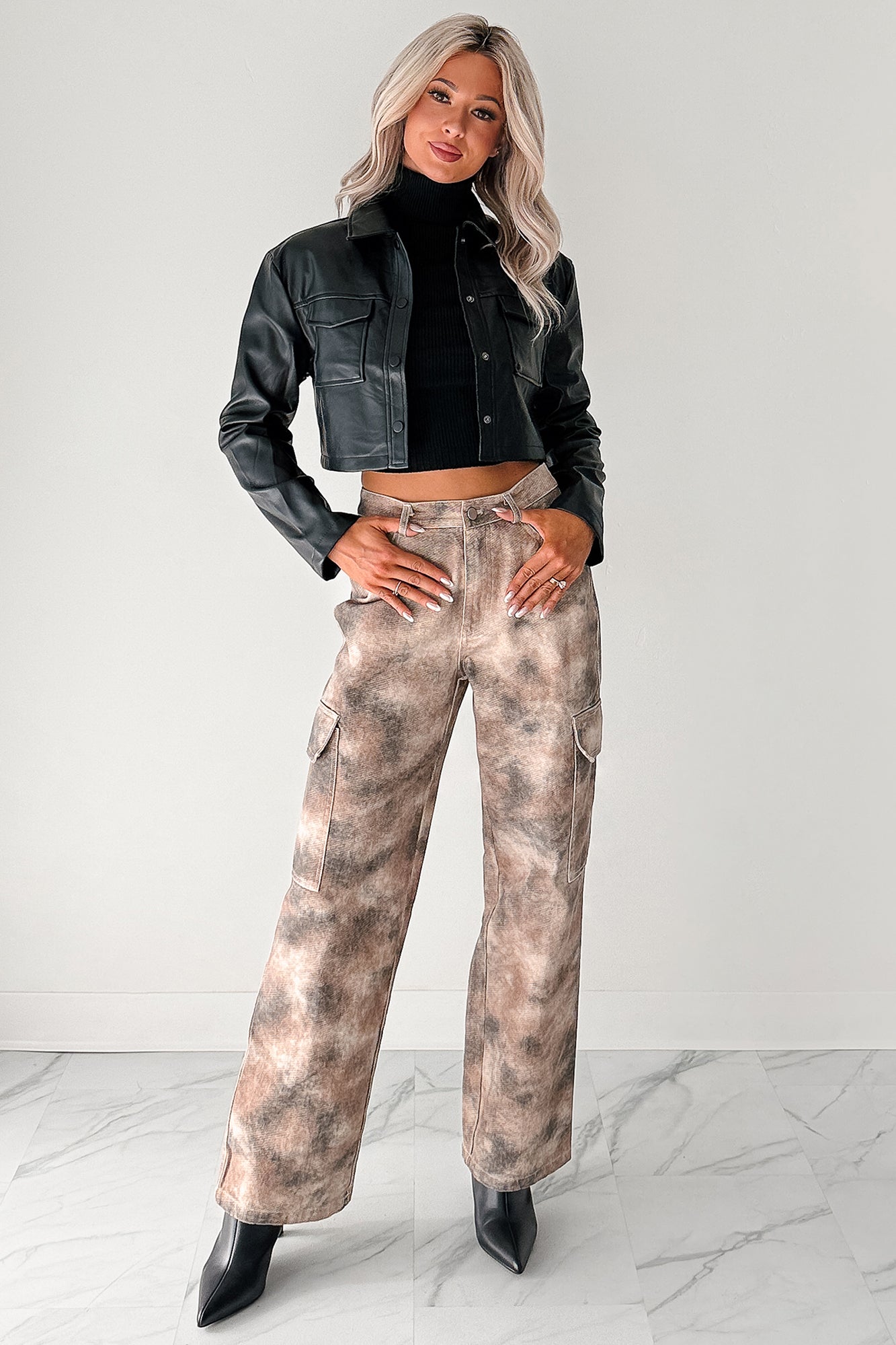 Deal With It Faux Leather Cropped Jacket (Black)