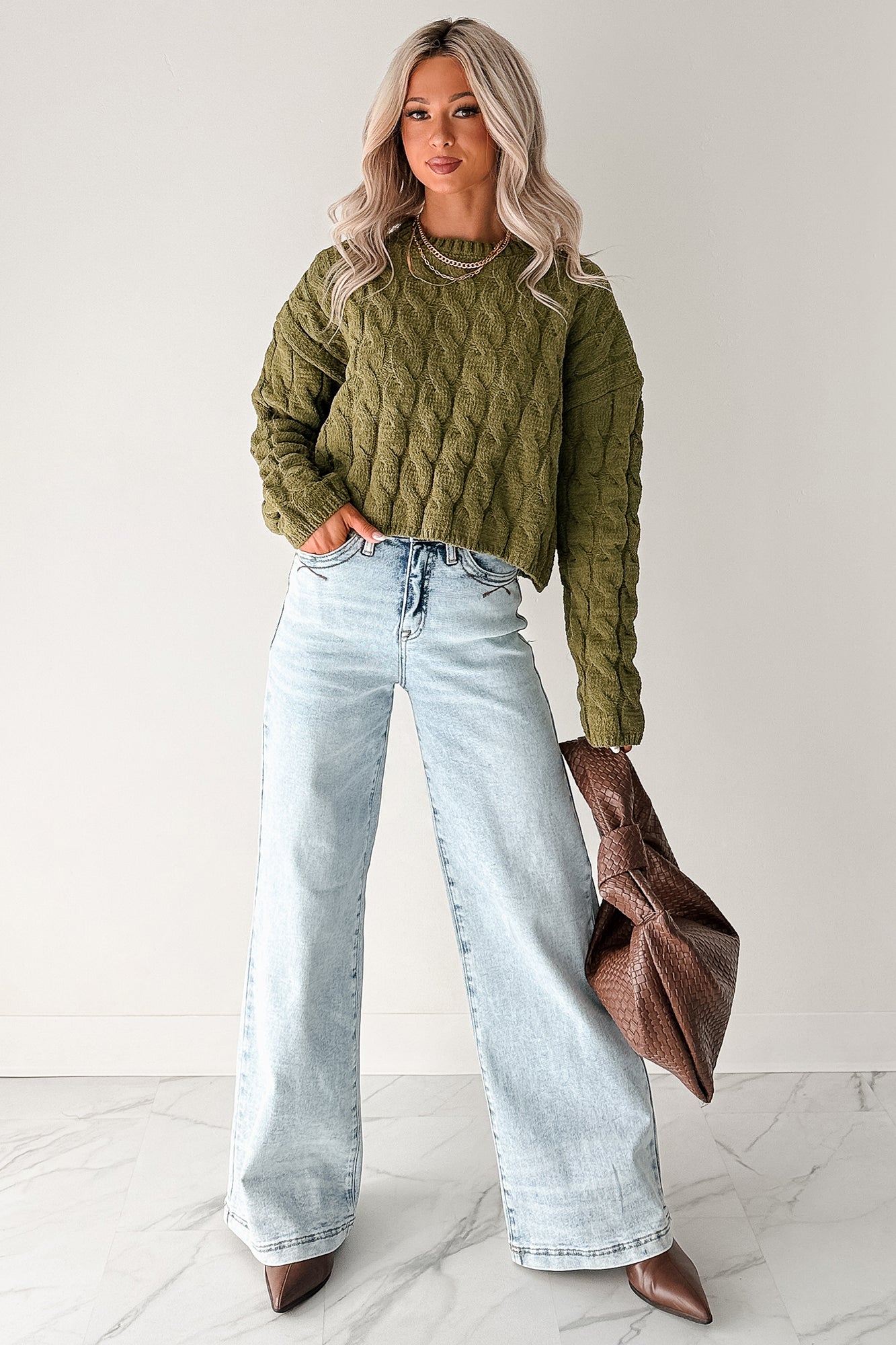 Ledger Tummy Control Wide Leg Saige Denim Jeans (Medium)