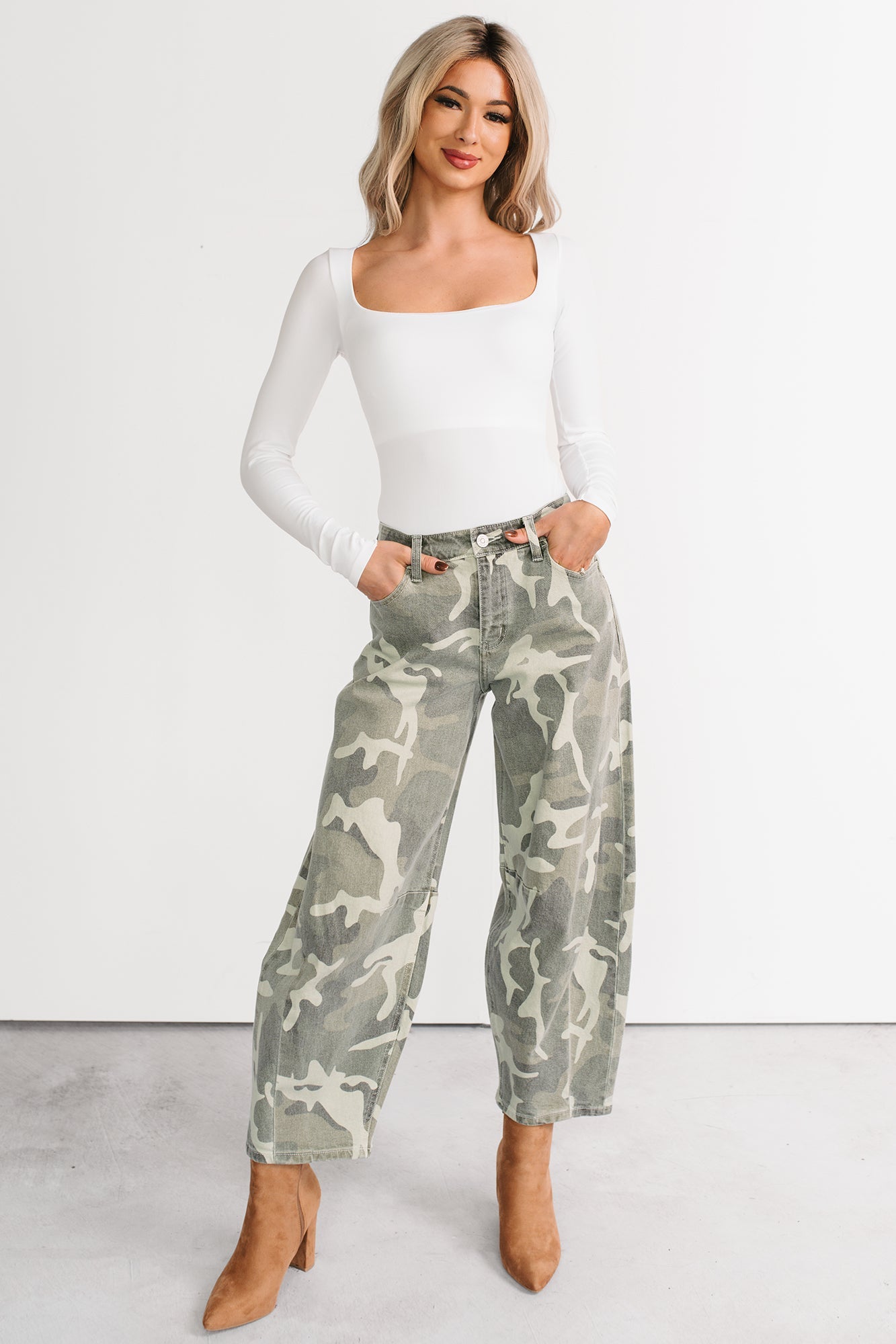 Girly Confessions Square Neck Bodysuit (White)