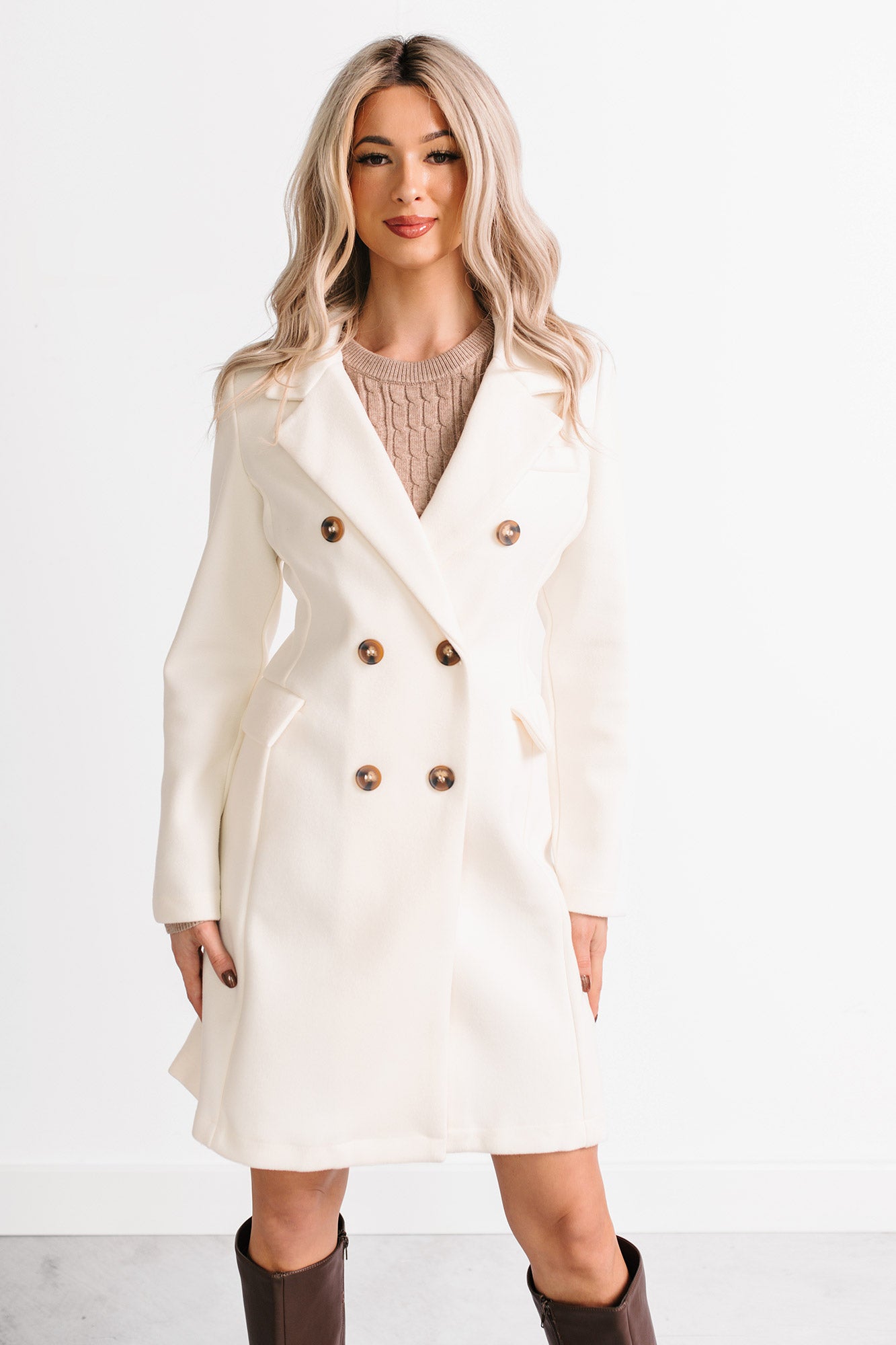 Downtown Drift Button Up Lightweight Coat (Ivory)