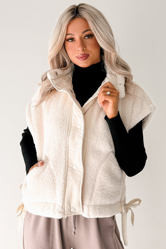 Winter Calmness Sleeveless Sherpa Vest (Ivory)