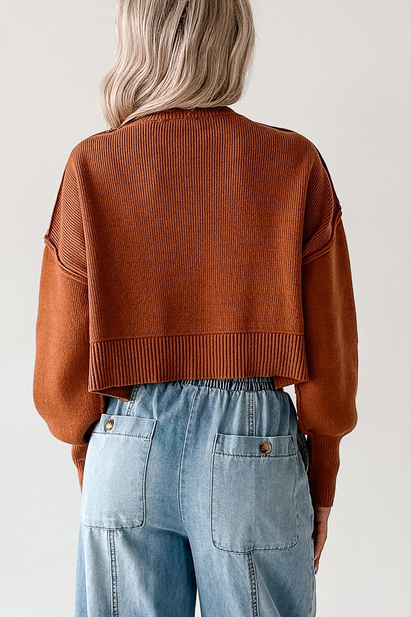 Warm December Ribbed Crop Sweater (Brown)