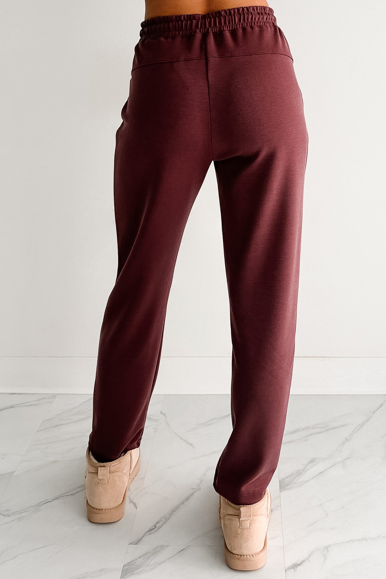 Chasing Goals Soft Front Tie Cropped Jogger Pants (Maroon)