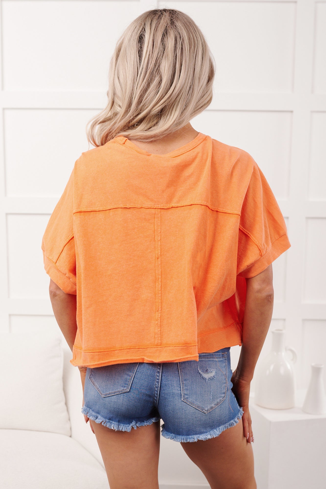 Kendrick Acid Wash Crop Top (Orange)