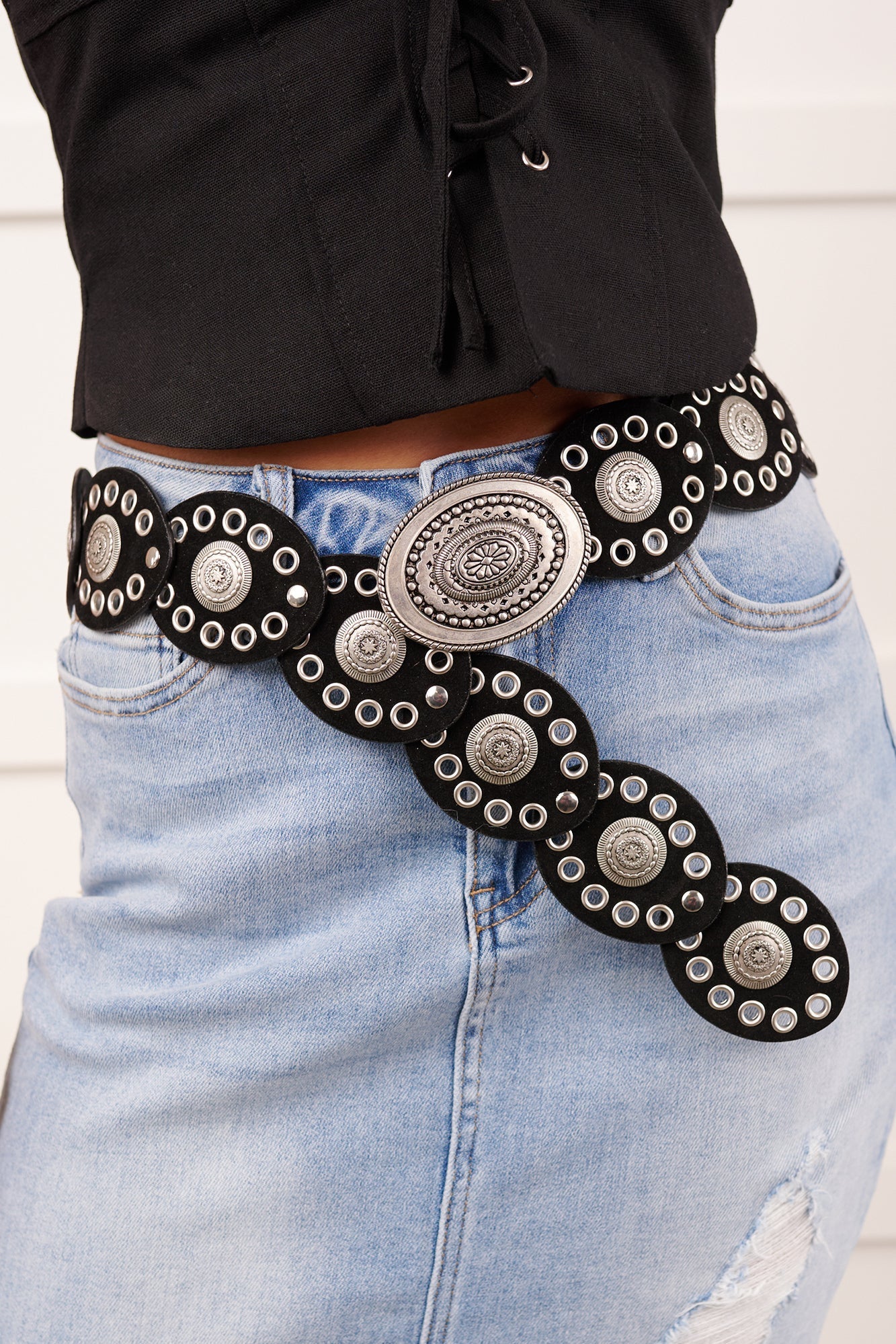Boots Before Boys Oval Disc Belt (Silver/Black)