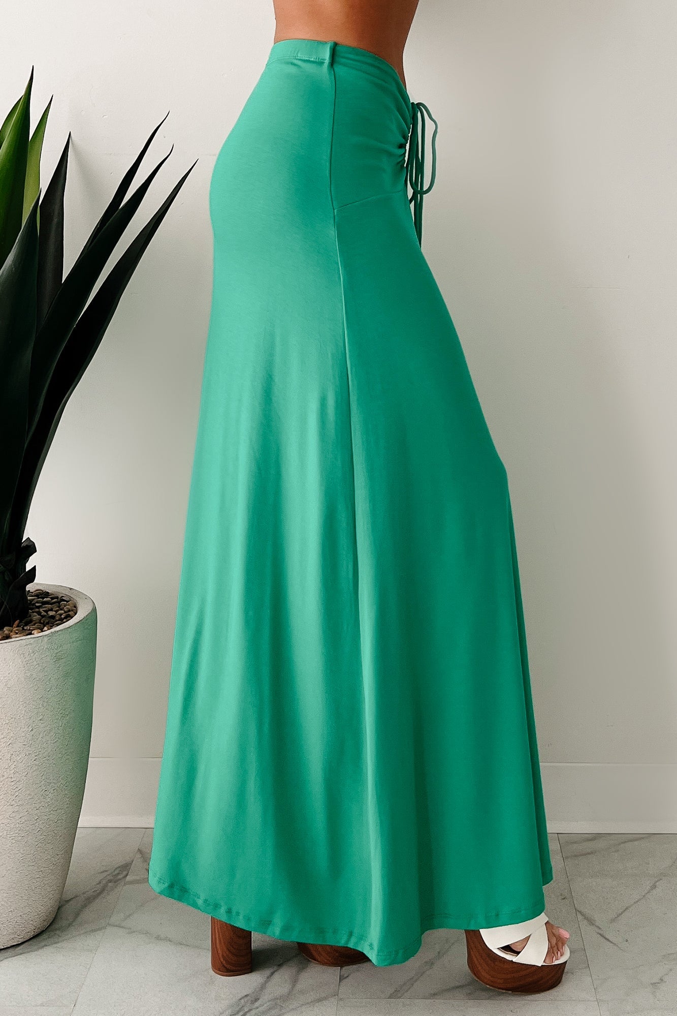 For My Darling Ruched Front Maxi Skirt (Green)